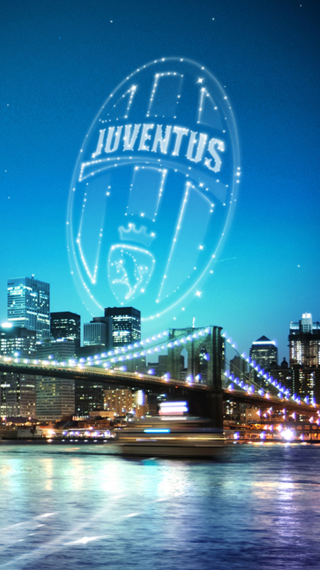 Juventus, Stemma, Ponte di Brooklyn, Notte, Full HD, schermata di blocco del cellulare