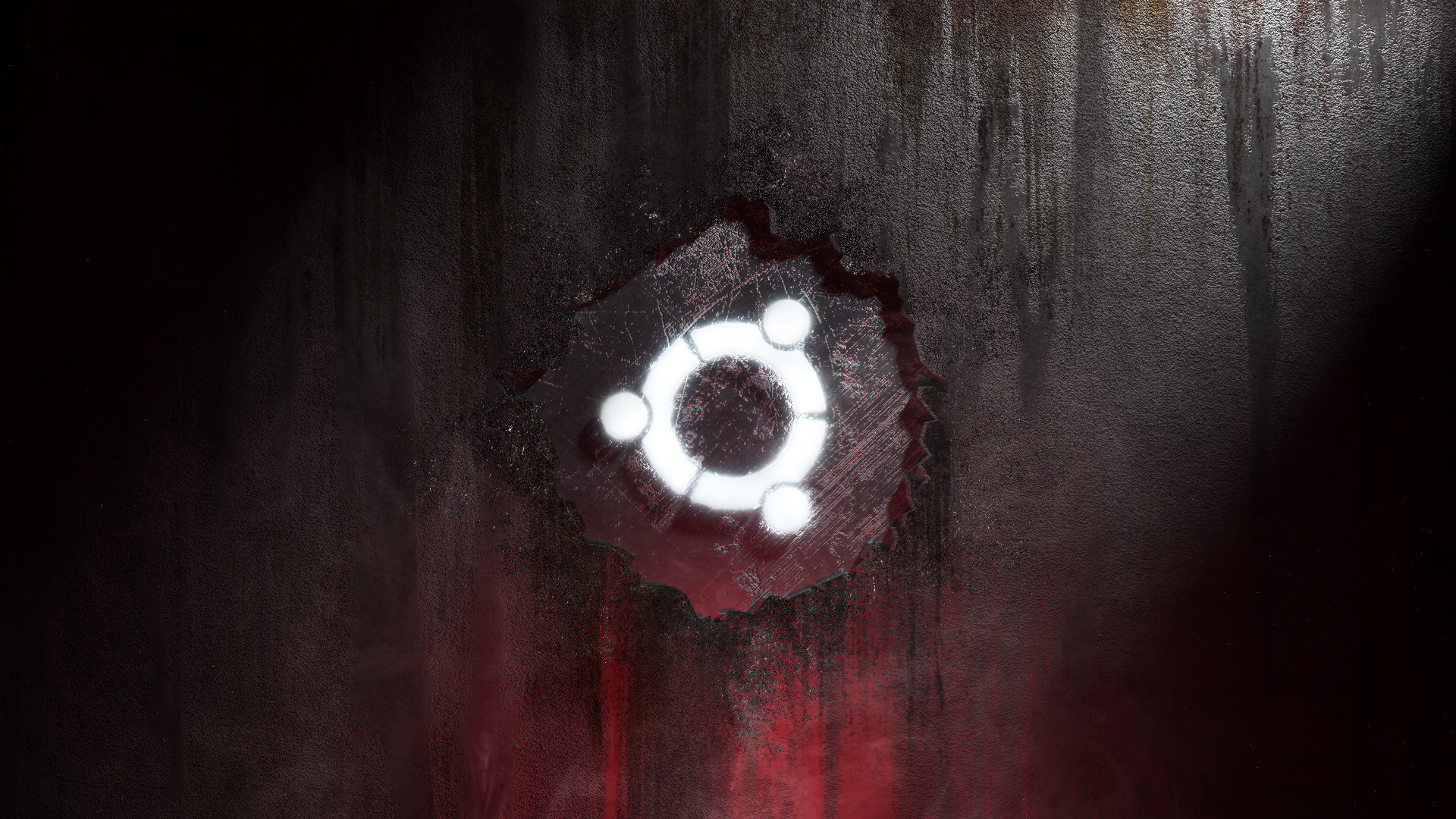 Ubuntu, Logo, Muro, Sfondo scuro, Full HD, wallpaper per computer