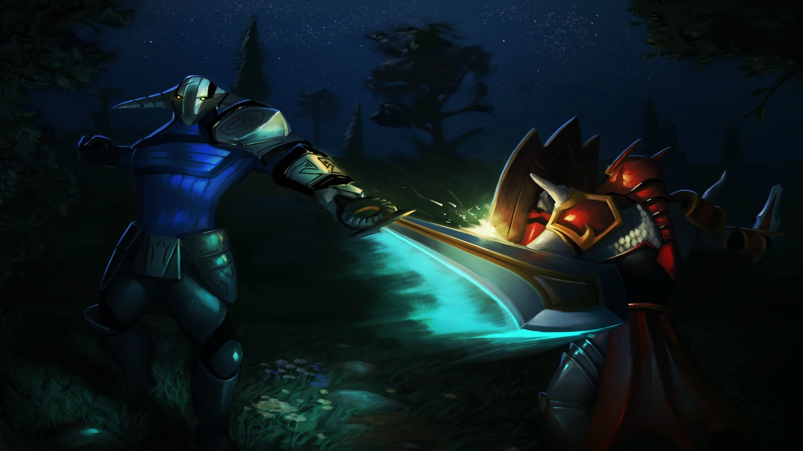 Sven, Dota 2, Combattimento, Notte, 2560x1440, sfondo per PC