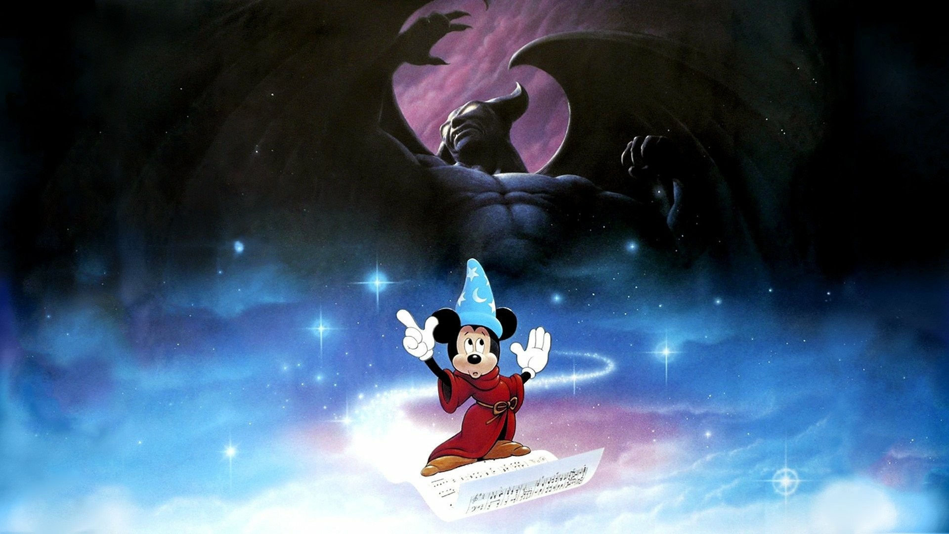 Topolino, Fantasia, Disney, Apprendista stregone, Chernabog, 16:9 Full HD, wallpaper widescreen