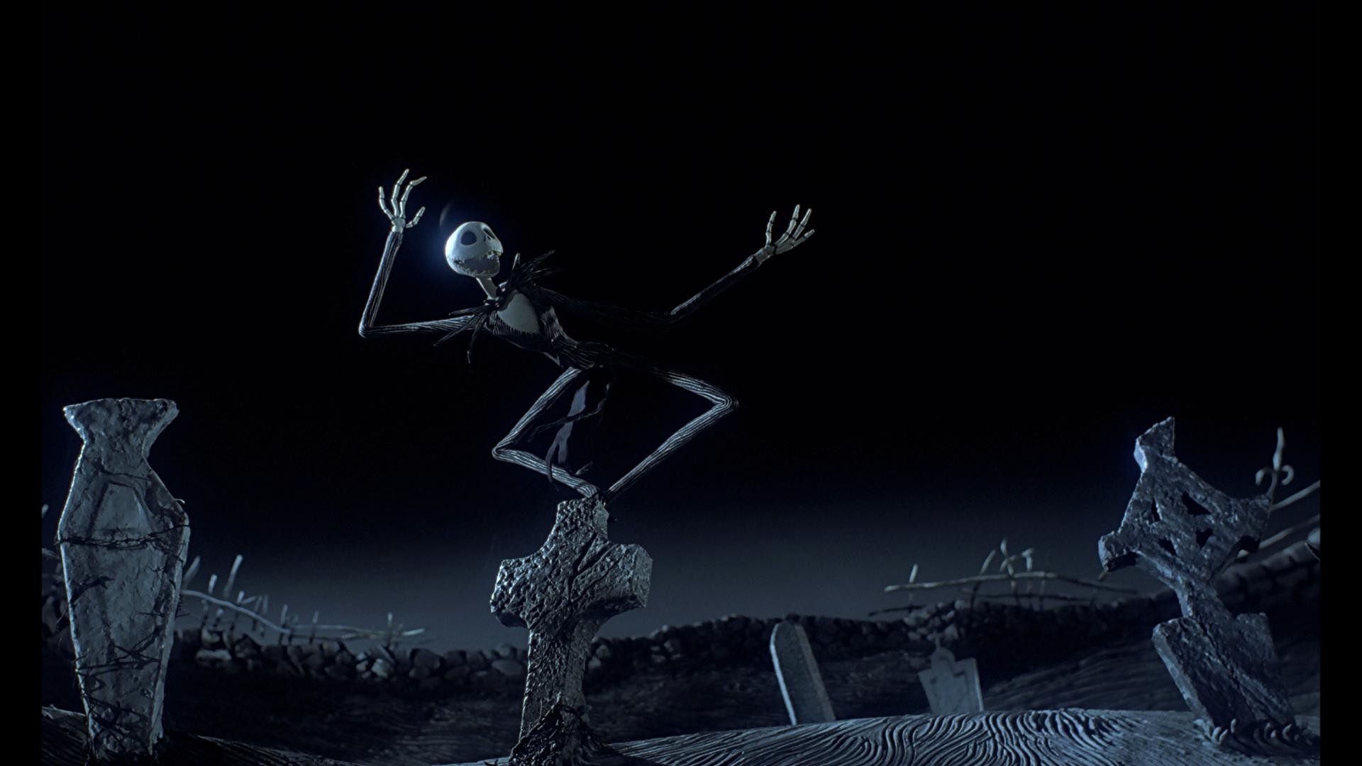 Jack Skellington, Nightmare Before Christmas, Cimitero, Notte, Full HD, sfondo desktop