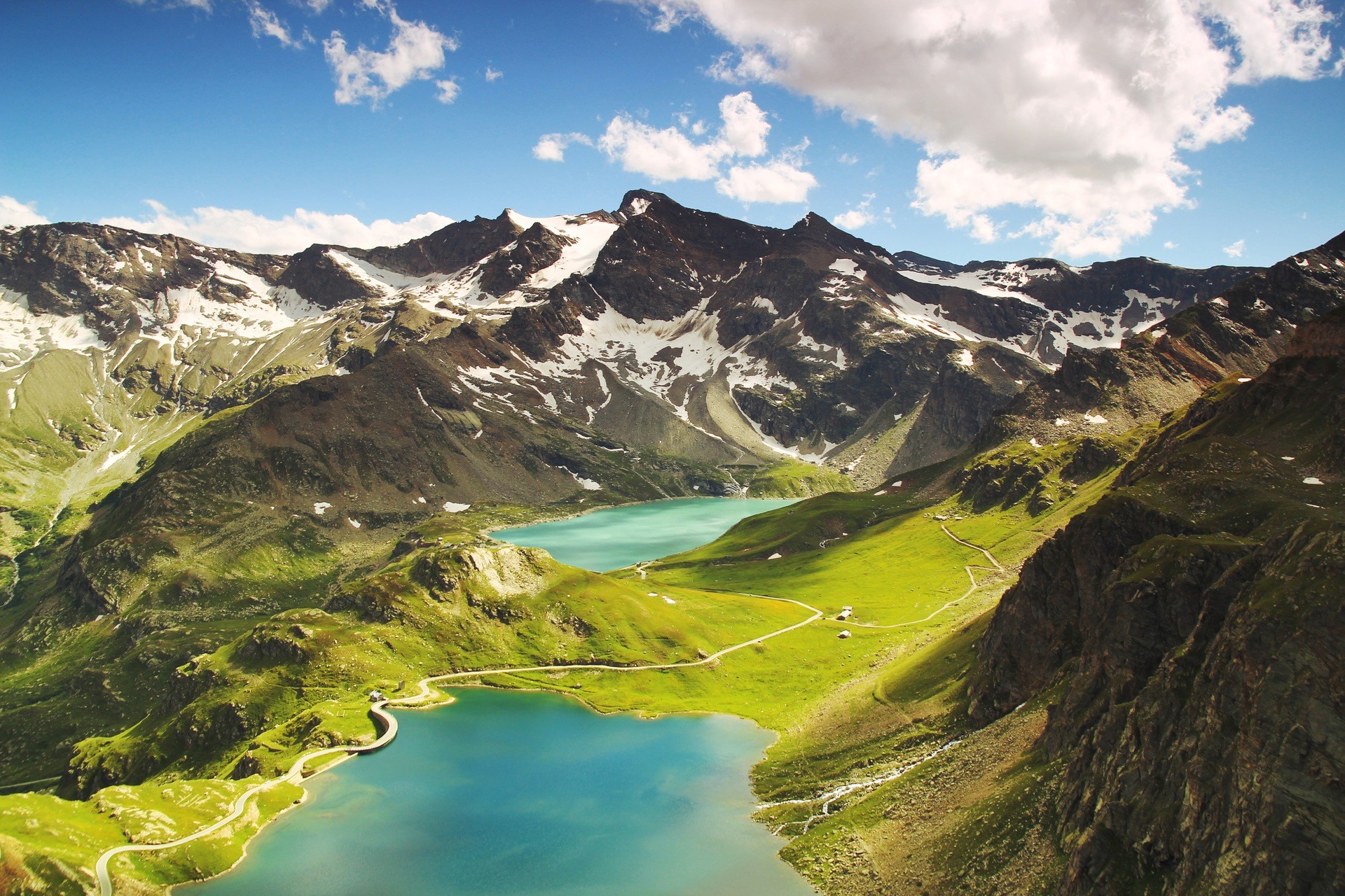 Lago di Ceresole, Alpi, Italia, Montagne, Full HD, sfondo Windows 11
