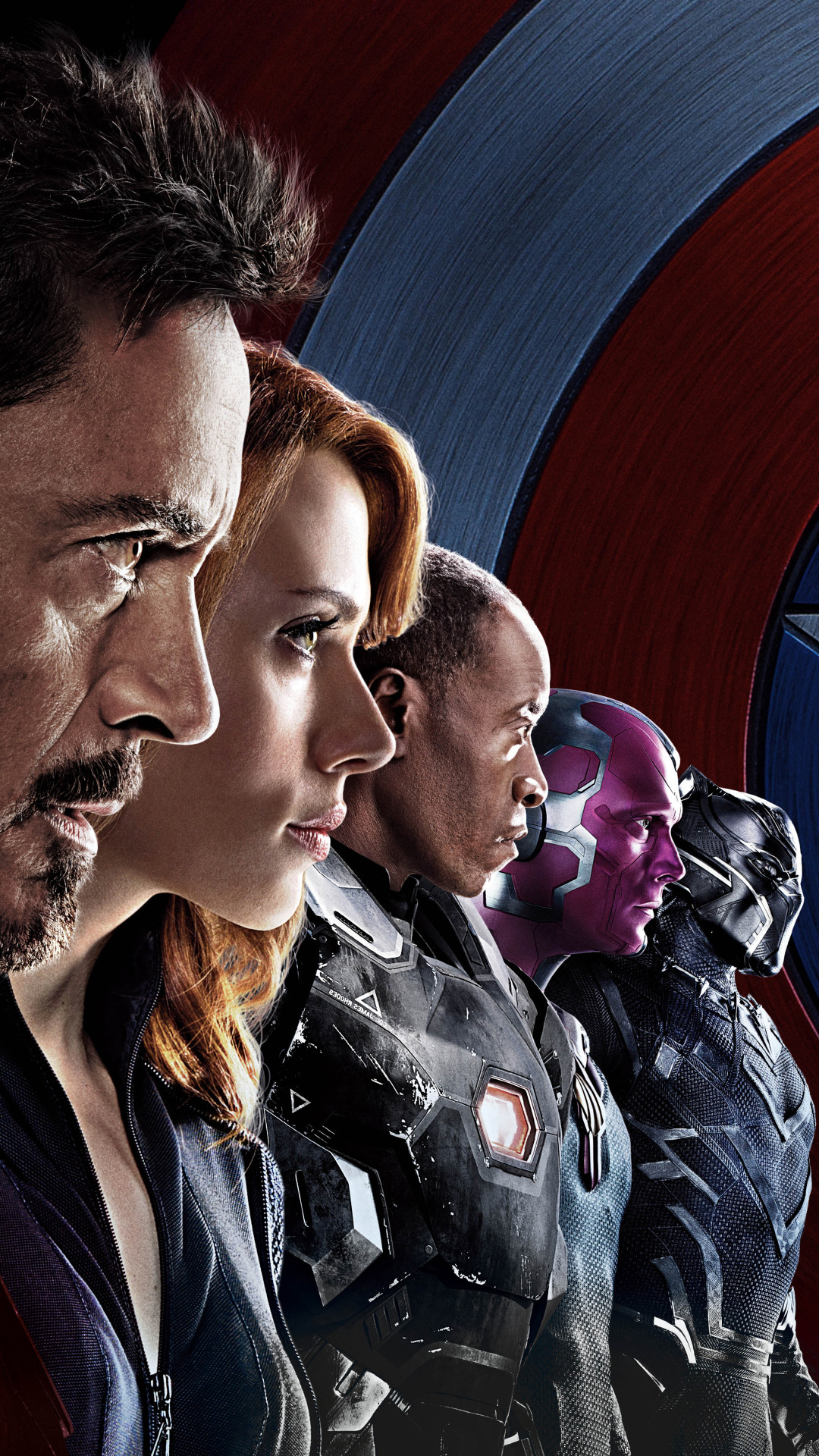 Tony Stark, Vedova Nera, Visione, Captain America: Civil War, Poster, sfondo iPhone Full HD
