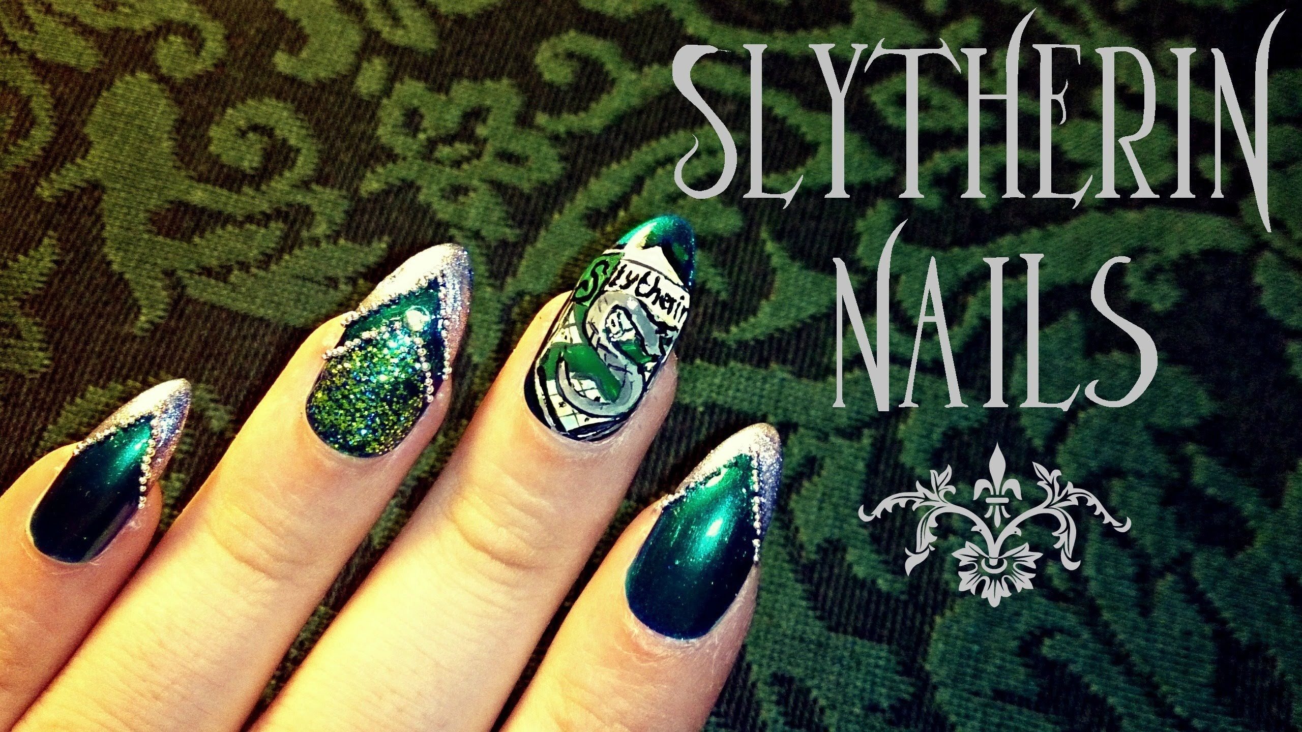 Serpeverde, Harry Potter, Nail art, Unghie verdi, Stemma di Serpeverde, sfondo per portatile
