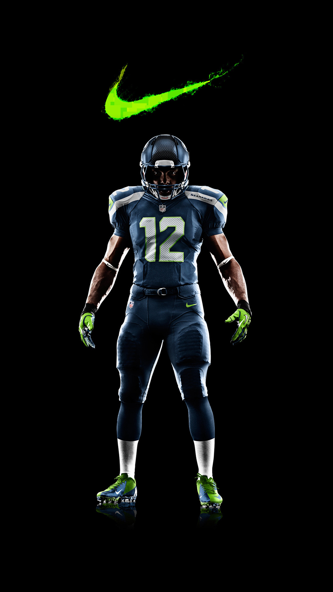 Nike, Nike Swoosh, Seattle Seahawks, Football americano, Giocatore, sfondo 1080x1920 per cellulare