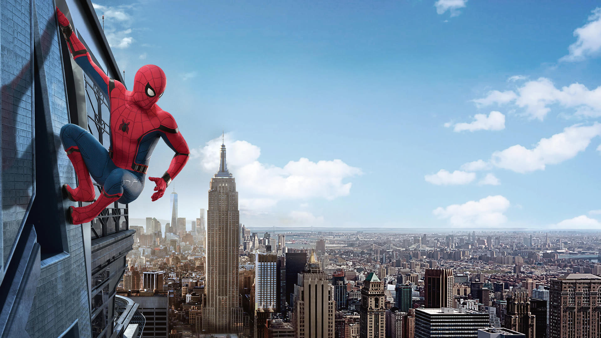 Spider-Man, Spider-Man: Homecoming, Empire State Building, New York, sfondo widescreen Full HD
