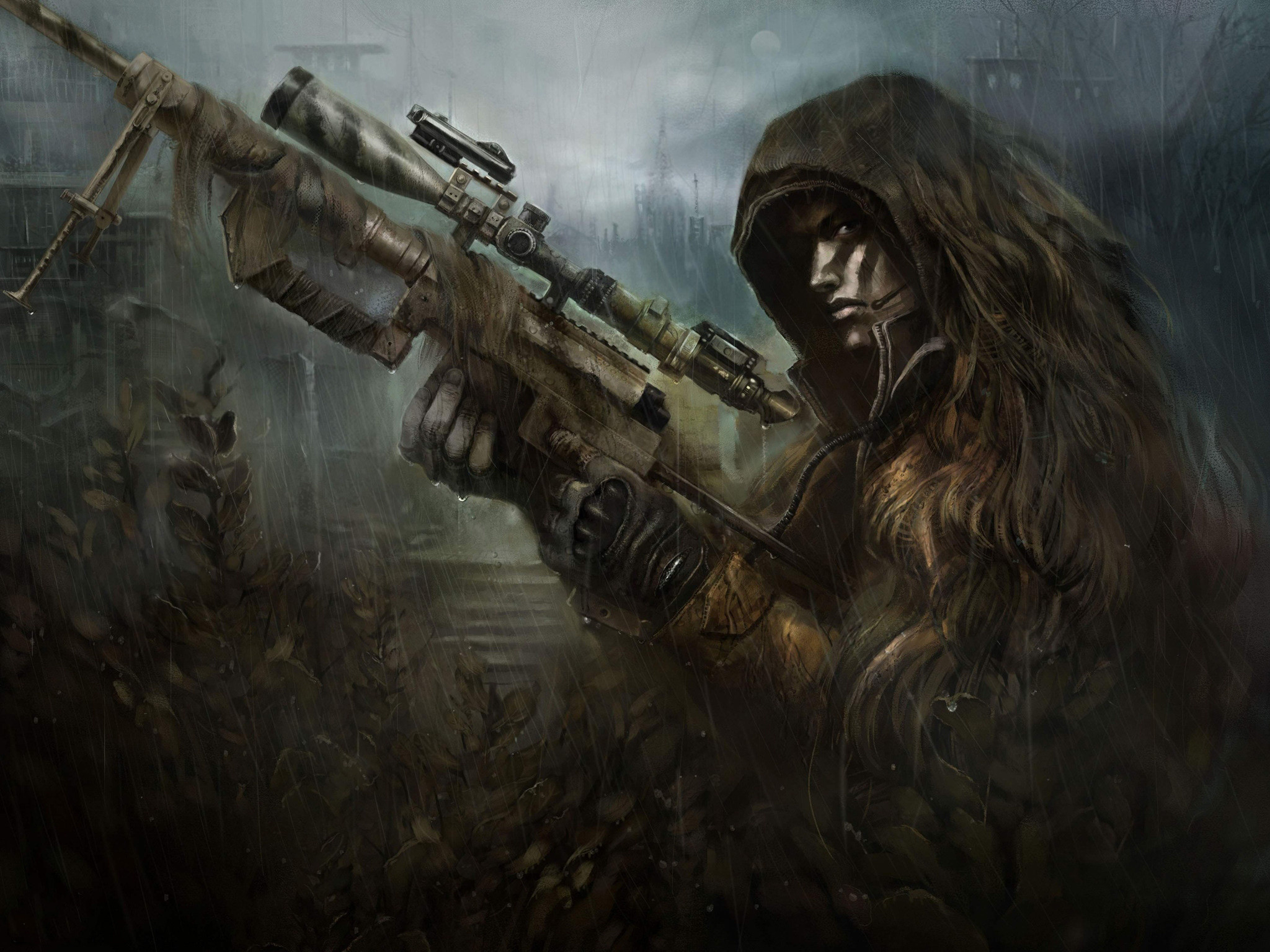 Cecchino, Ghillie suit, Pittura digitale, Fucile, Full HD, schermata di blocco iPad