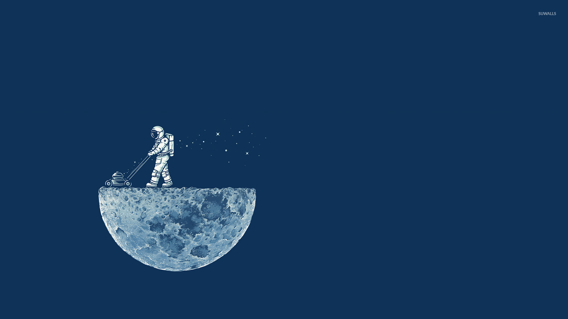 Astronauta, Luna, Tosaerba, Illustrazione, Minimalista, Full HD, sfondo Windows 11
