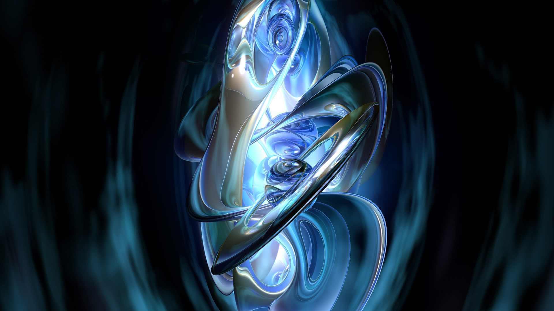 Frattale, Spirale, Astratto, Toni blu, 16:9 Full HD, sfondo widescreen