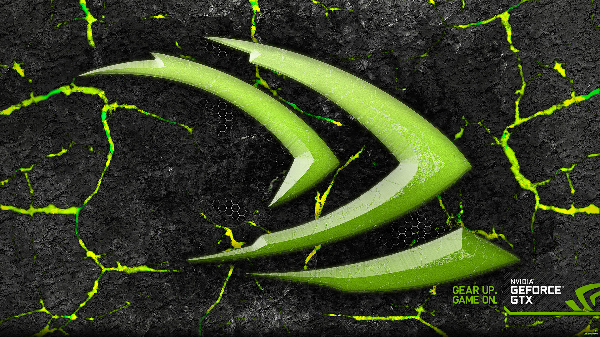 Nvidia, GeForce GTX, Logo Nvidia, Crepe verdi, Pietra scura, Full HD, sfondo Windows 11