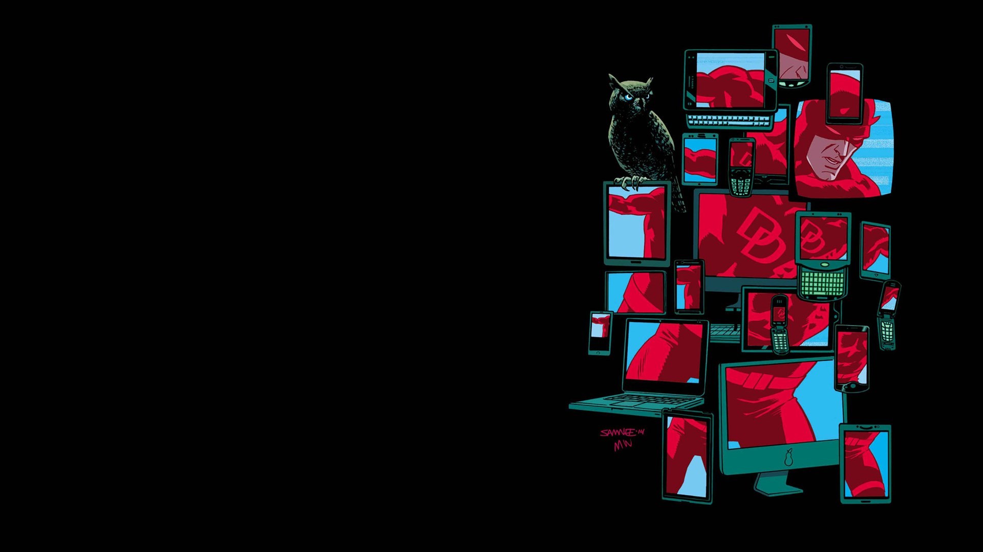Daredevil, Collage, Fumetto, Sfondo nero, 16:9 Full HD, wallpaper widescreen