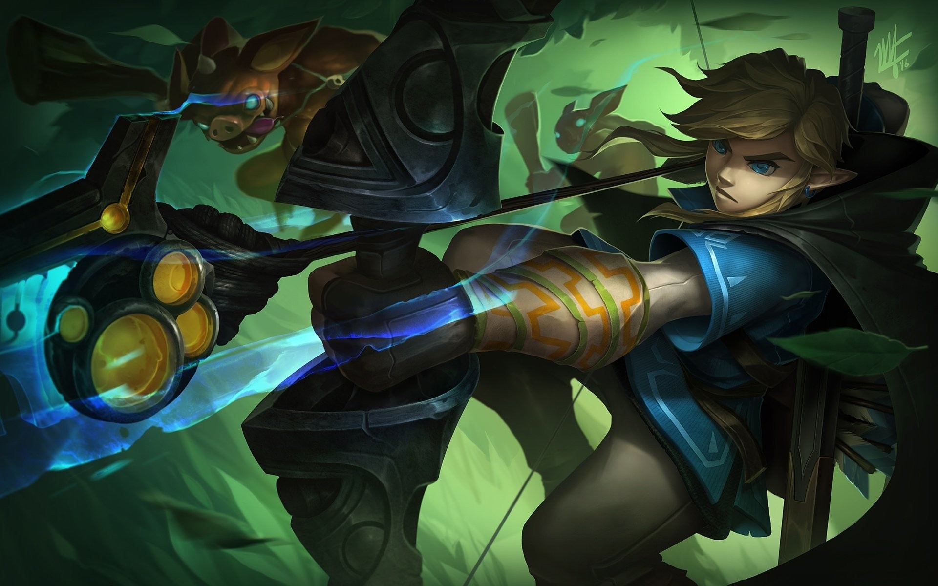 Link, The Legend of Zelda: Breath of the Wild, Fan art, Verde, 1920x1200, wallpaper desktop