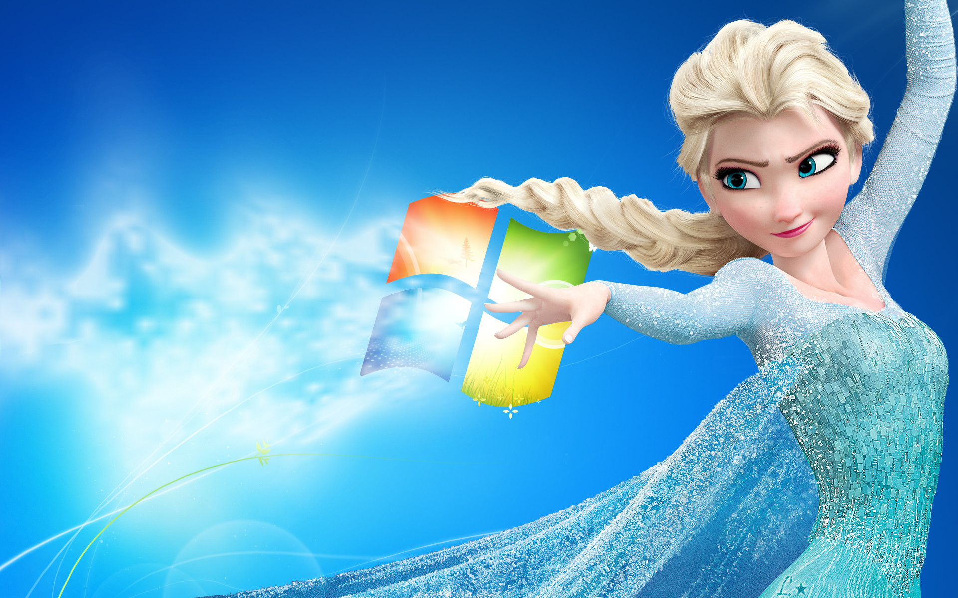 Elsa, Frozen - Il regno di ghiaccio, Windows 7, Logo Windows, Azzurro, sfondo Full HD per PC