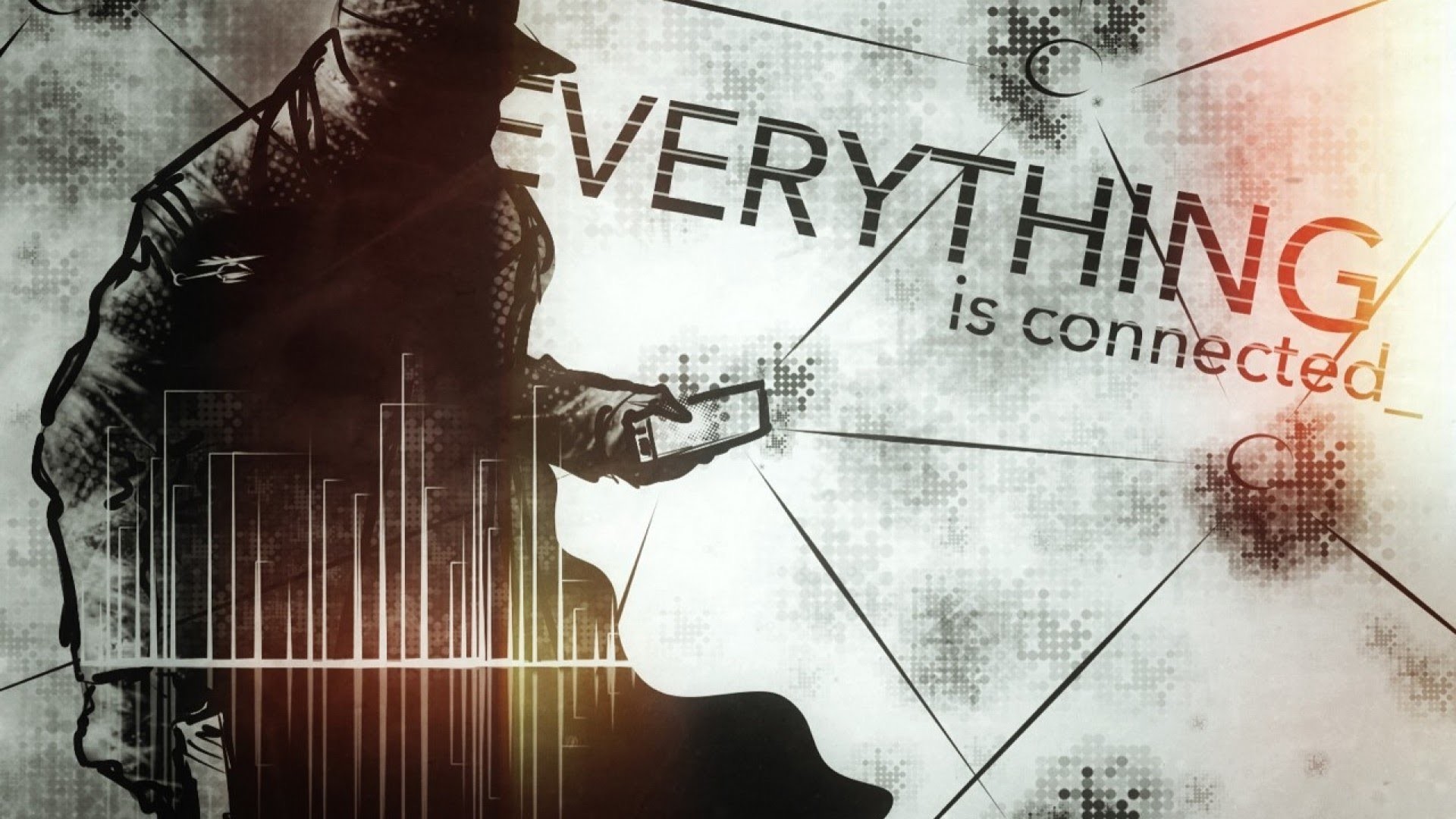 Watch Dogs, Everything is connected, Silhouette, Tipografia, Full HD, sfondo per PC