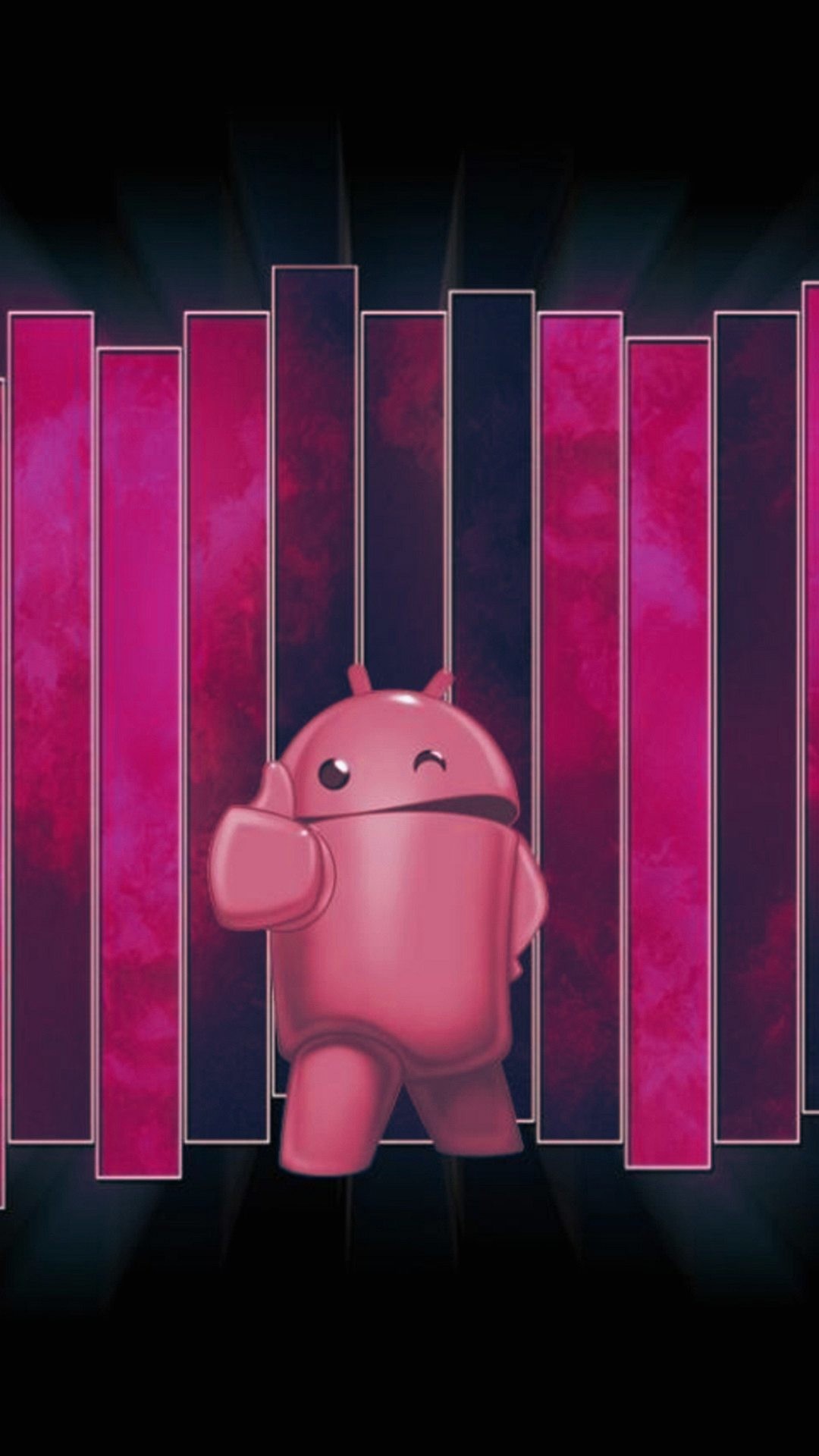 Android, Robot rosa, Strisce, Full HD, sfondo per smartphone