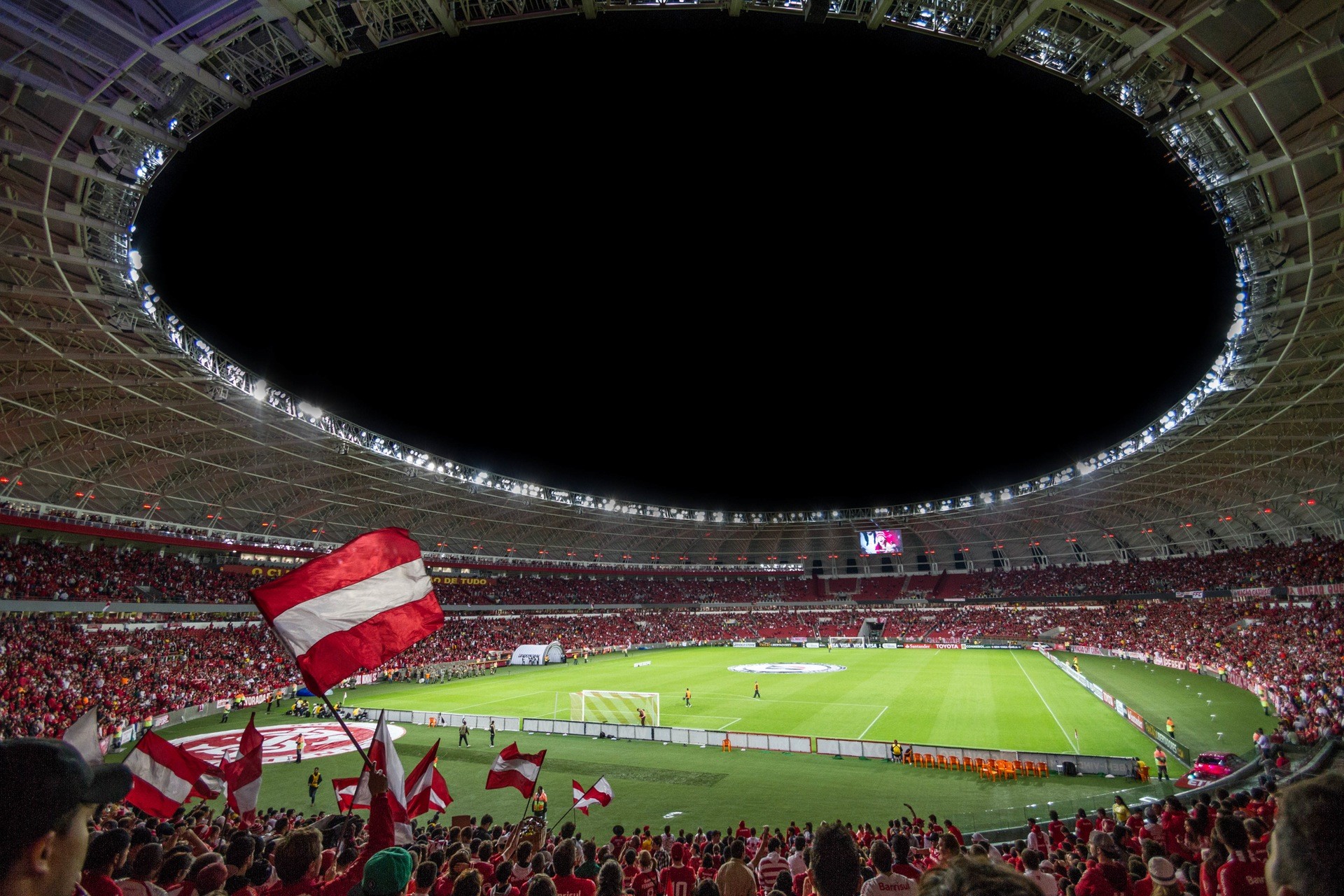 Stadio, Tifosi, Bandiere, Campo da calcio, Full HD, sfondo per PC