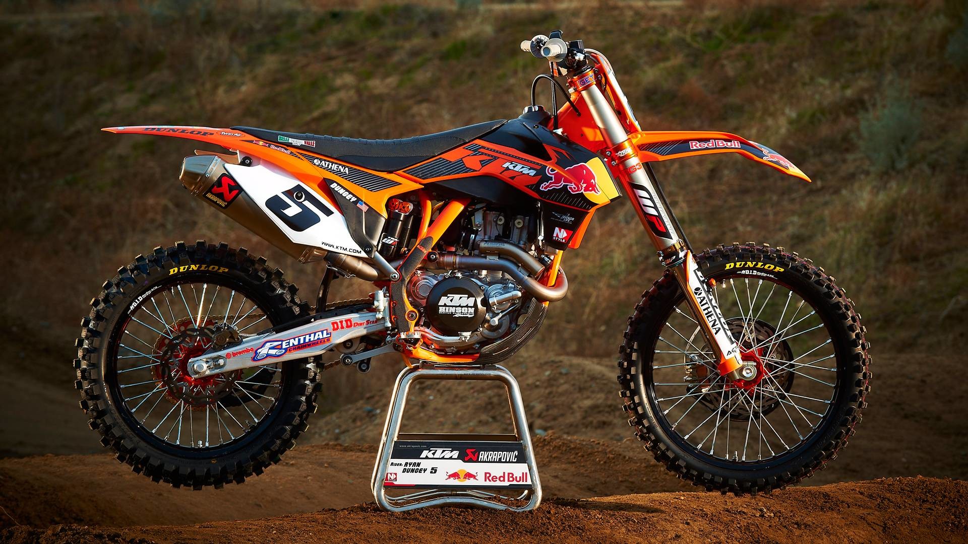 KTM SX-F, Moto da cross, Cavalletto, Arancione, Full HD, sfondo per PC e portatile