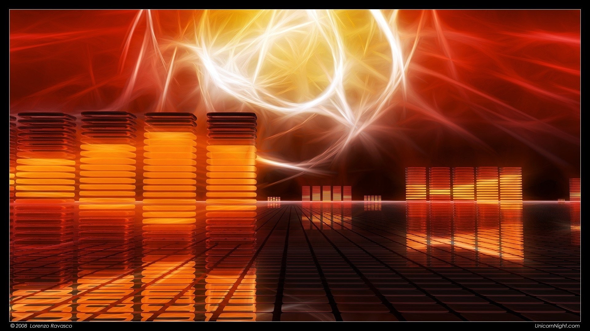 Equalizzatore, Arte digitale, Arancione, Riflessi, Full HD, sfondo desktop