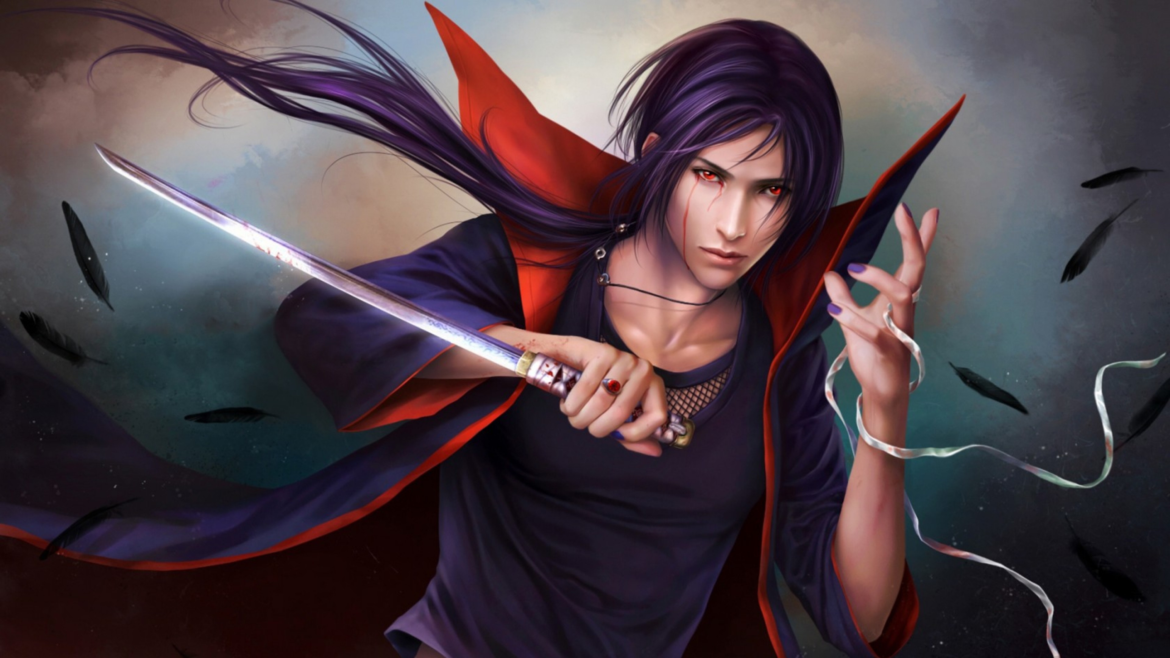 Itachi Uchiha, Naruto, Katana, Fan art, 4K 2160p, sfondo desktop
