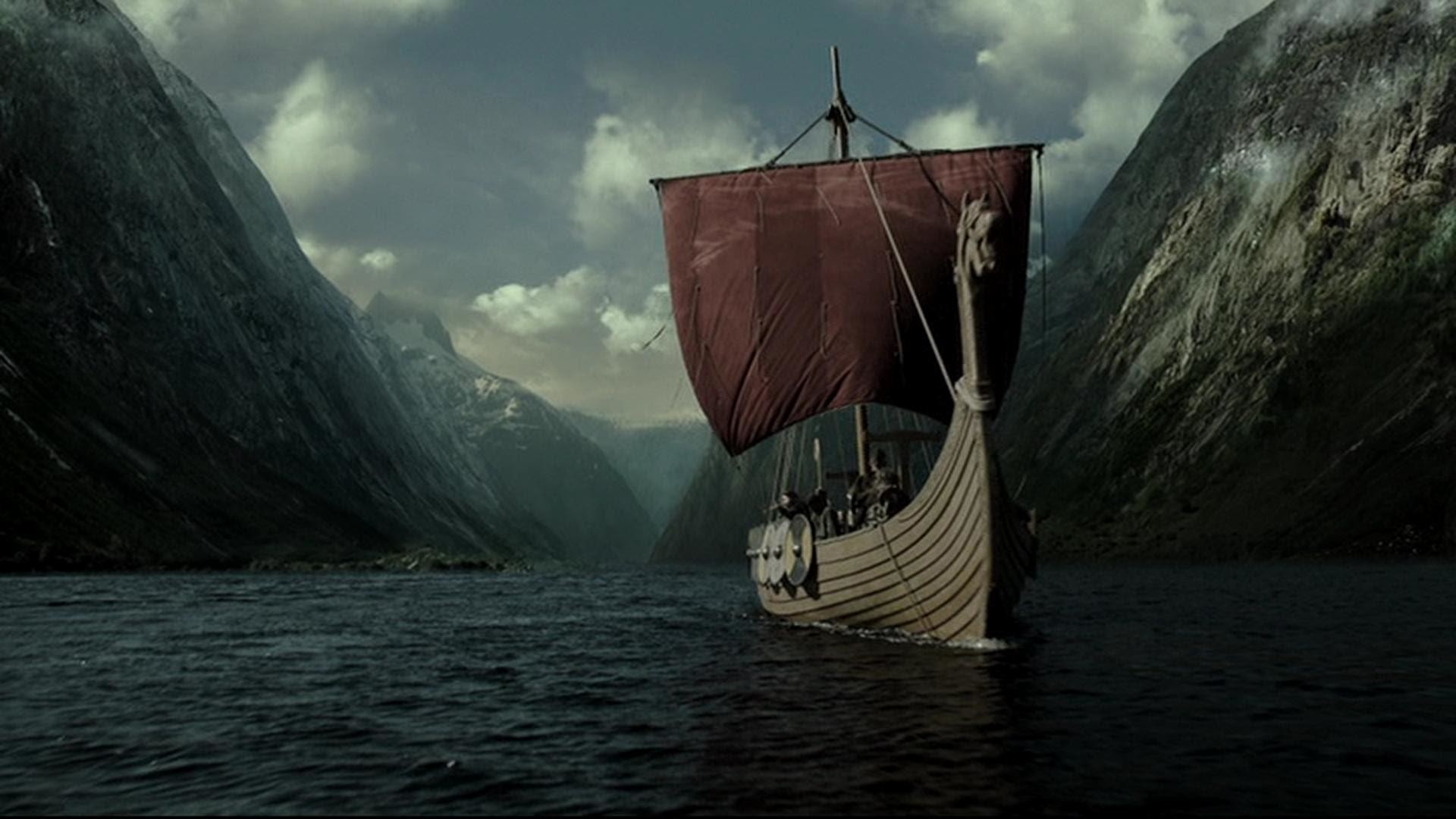 Drakkar, Fiordo, Vela, Norvegia, Full HD, sfondo per portatile