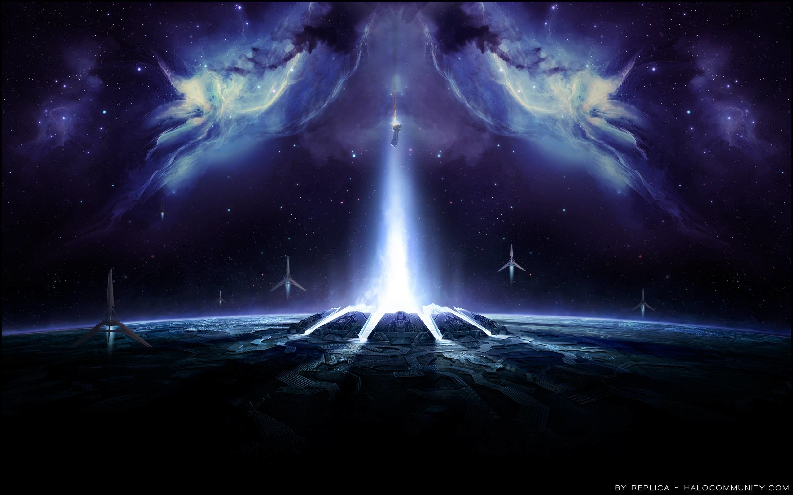 Halo 4, Halo, Fascio di luce, Spazio, 2K, sfondo per PC e portatile