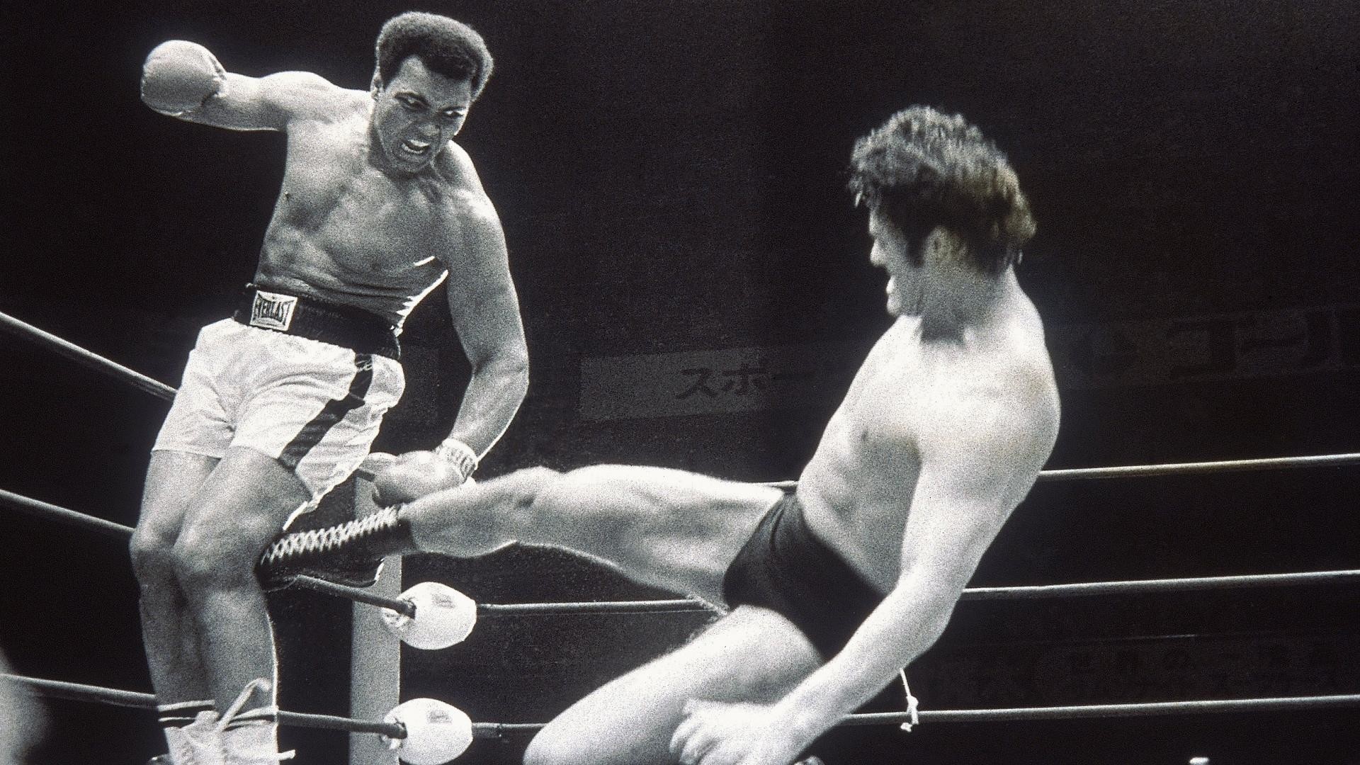 Muhammad Ali, Antonio Inoki, Ali-Inoki 1976, Ring, Bianco e nero, sfondo Full HD per PC
