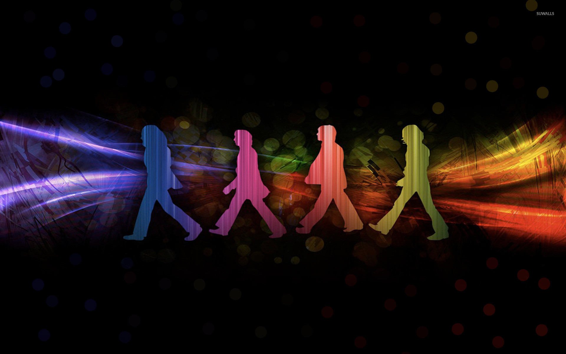 The Beatles, Abbey Road, Silhouette arcobaleno, Sfondo scuro, Full HD, wallpaper per PC