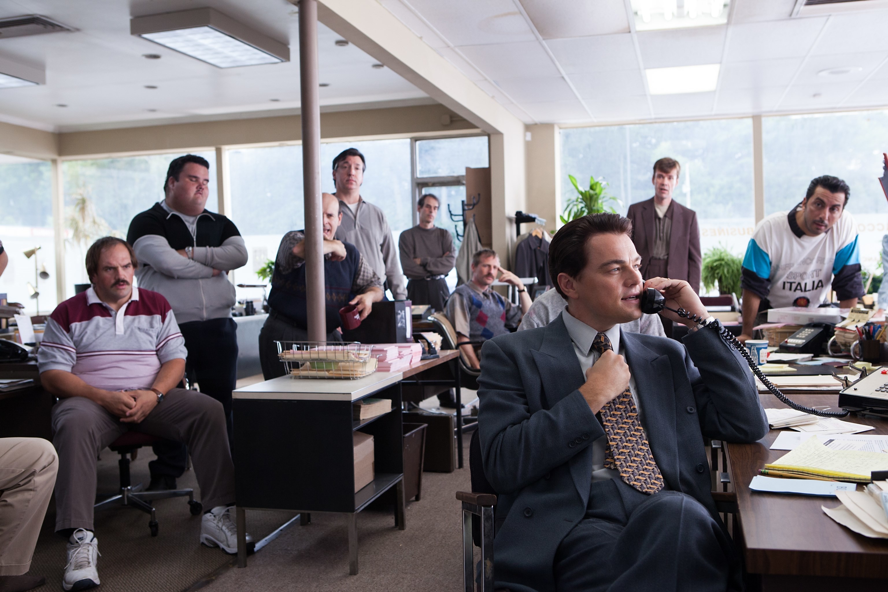 Leonardo DiCaprio, The Wolf of Wall Street, Ufficio, Telefono, 2K, sfondo per PC e portatile