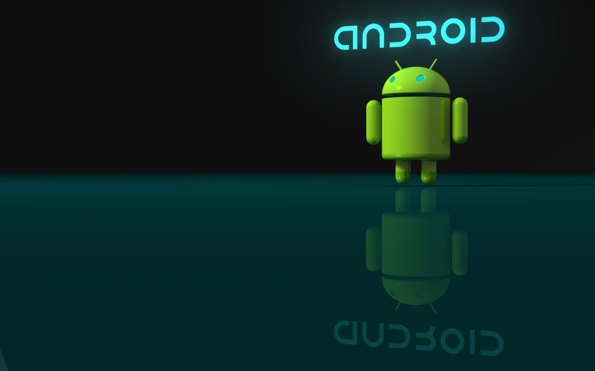 Android, Logo, Robot verde, Riflesso, 1920x1200, sfondo per PC