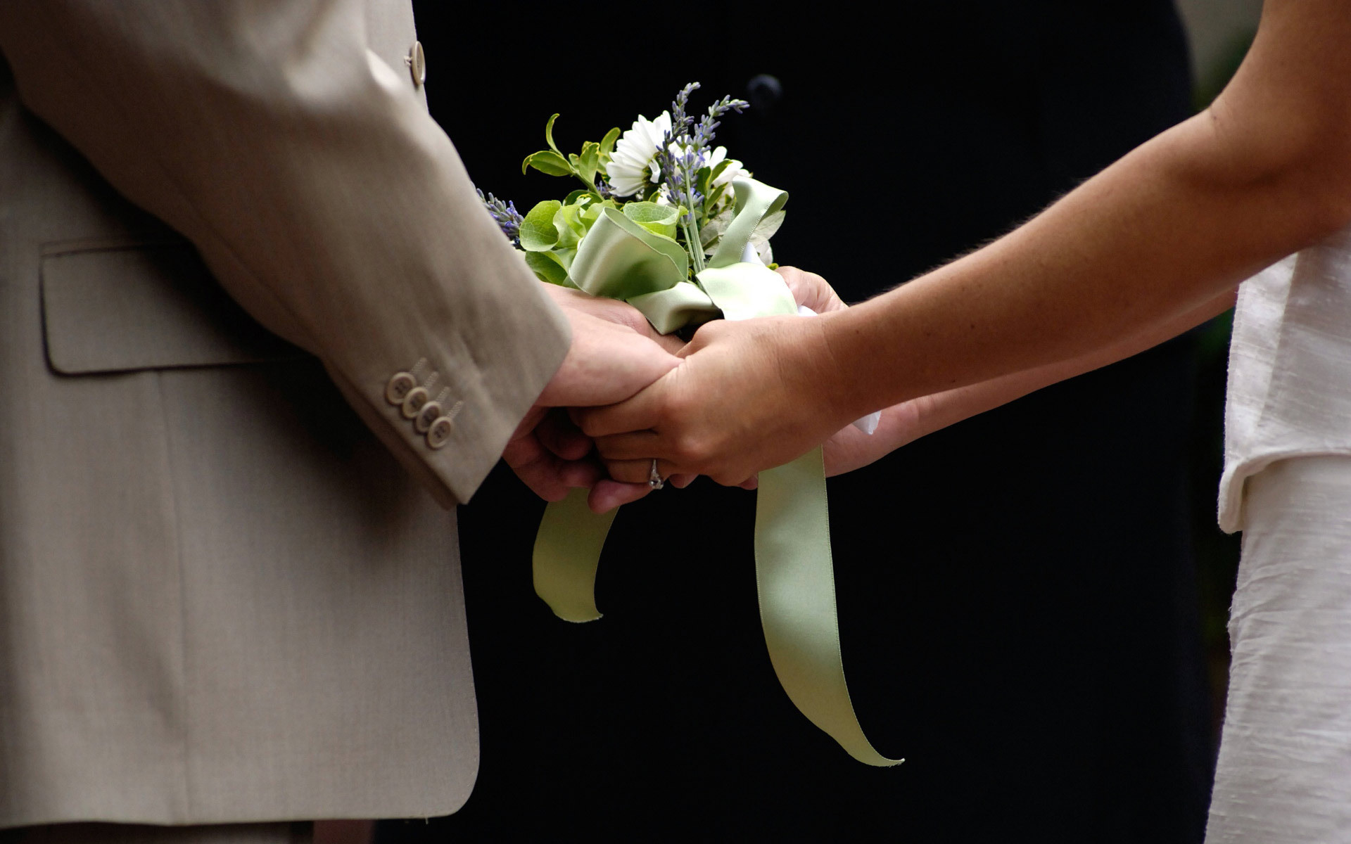 Sposi, Mani, Bouquet, Nastro, 16:10 Full HD, sfondo widescreen