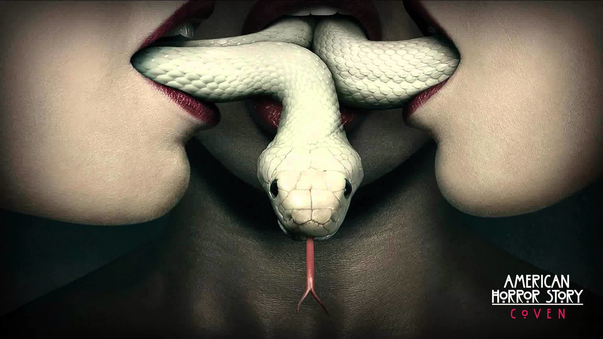 American Horror Story: Coven, Serpente bianco, Labbra, Logo, 16:9 Full HD, sfondo widescreen