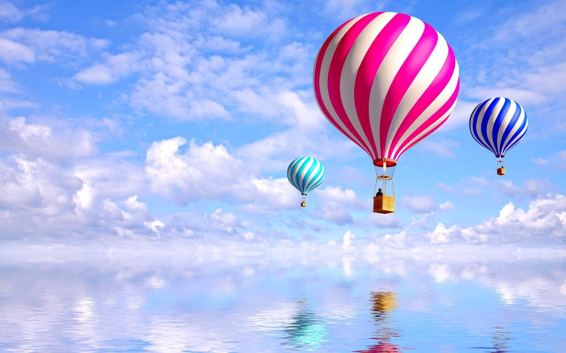 Mongolfiere, Nuvole, Cielo, Riflesso, 1920x1200, sfondo MacBook Pro