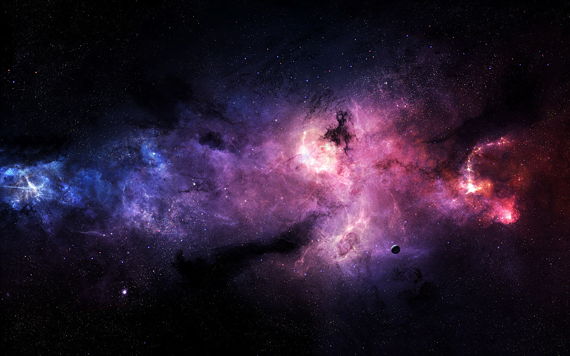 Nebulosa, Viola, Rosa, Stelle, 16:10 Full HD, sfondo widescreen