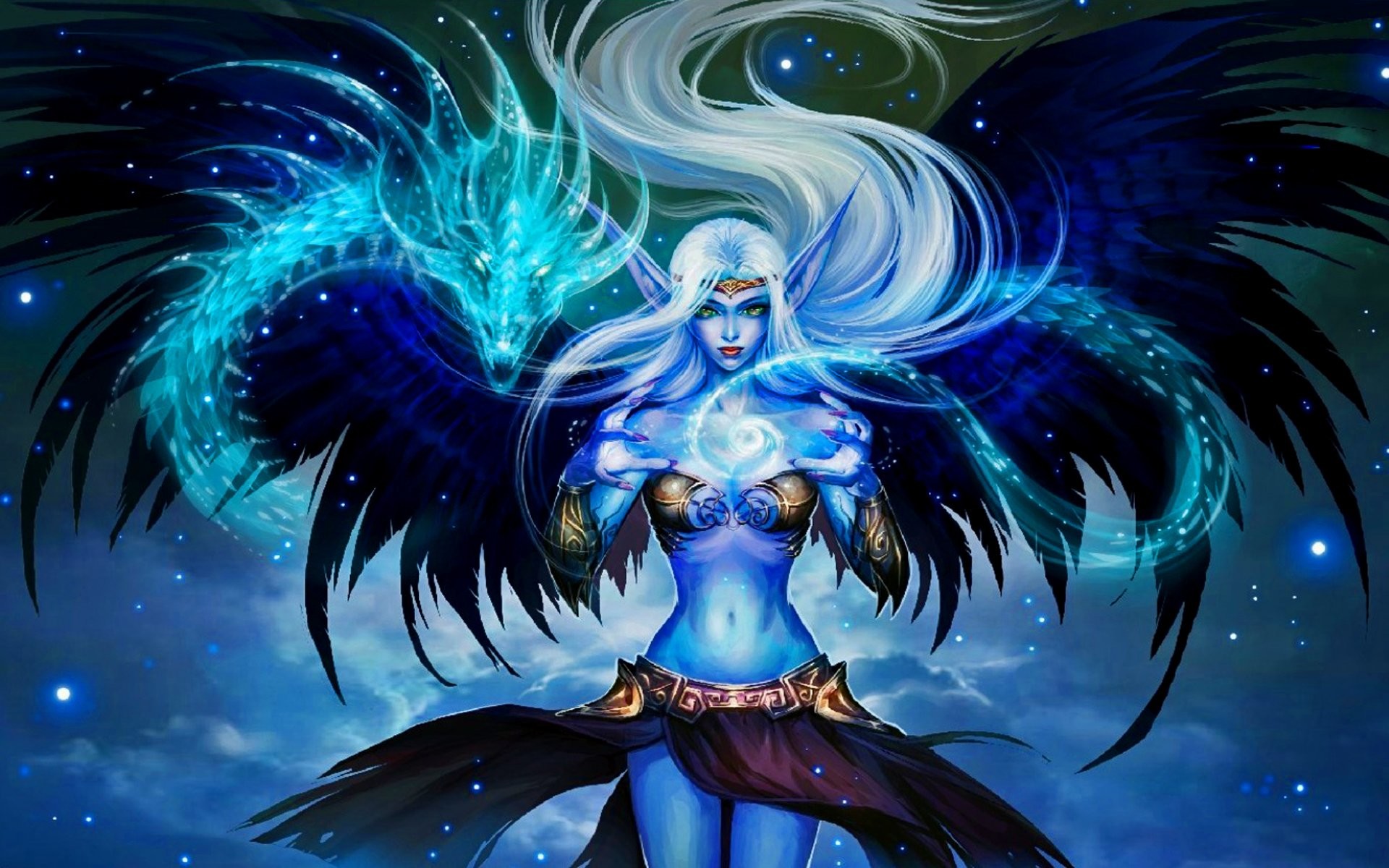 Morgana, League of Legends, Ali, Blu, 1920x1200, sfondo per PC