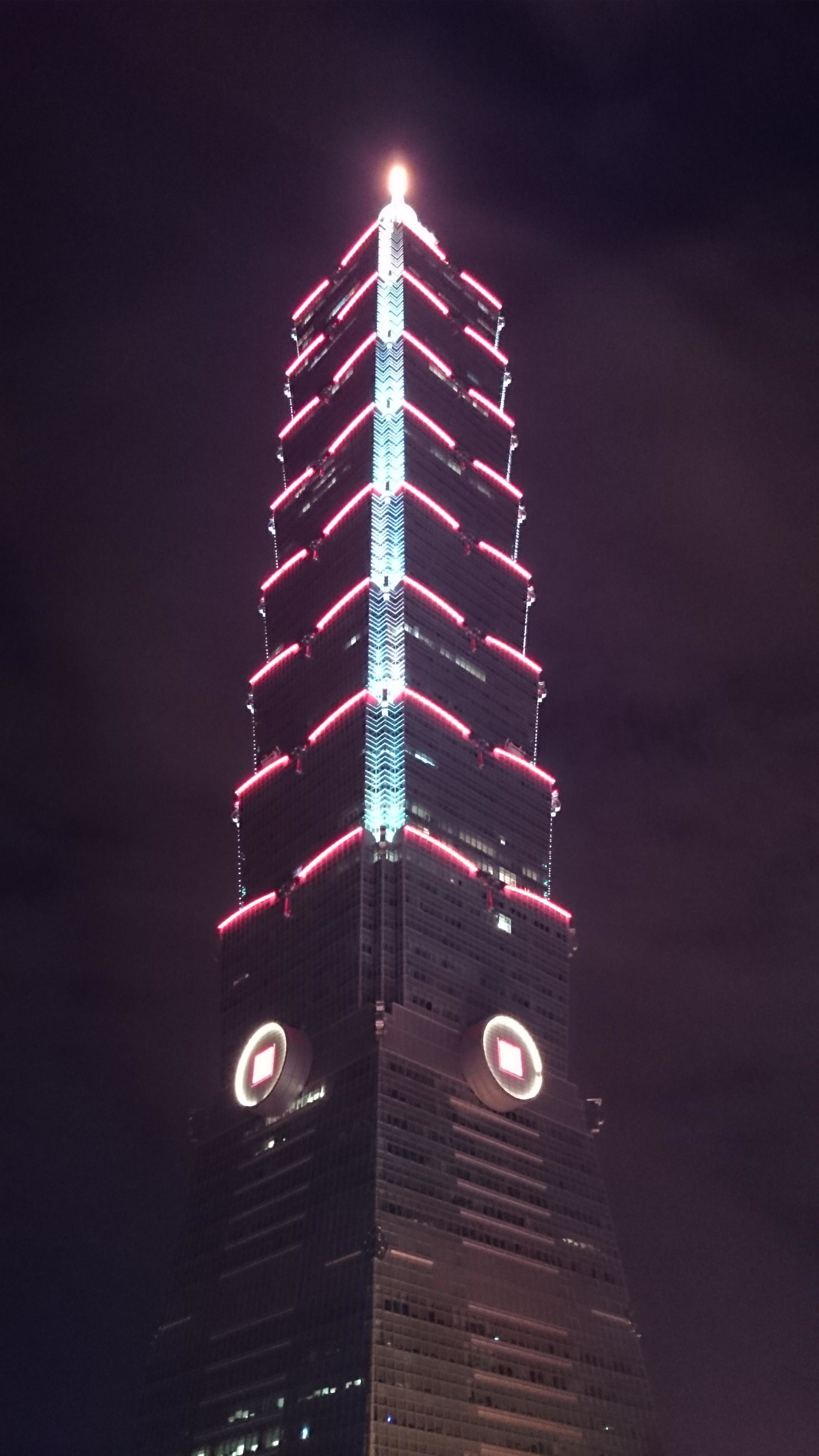 Taipei 101, Taipei, Grattacielo, Notte, QHD+, wallpaper per smartphone