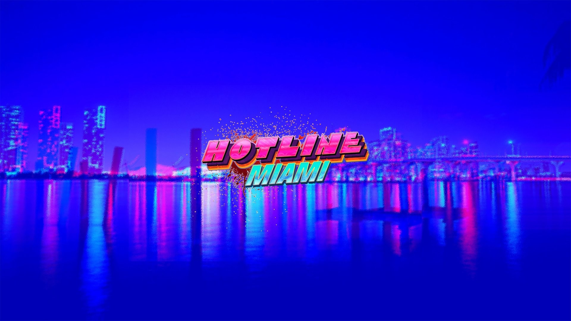 Hotline Miami, Logo, Miami di notte, Neon, Riflessi, Full HD, sfondo per PC