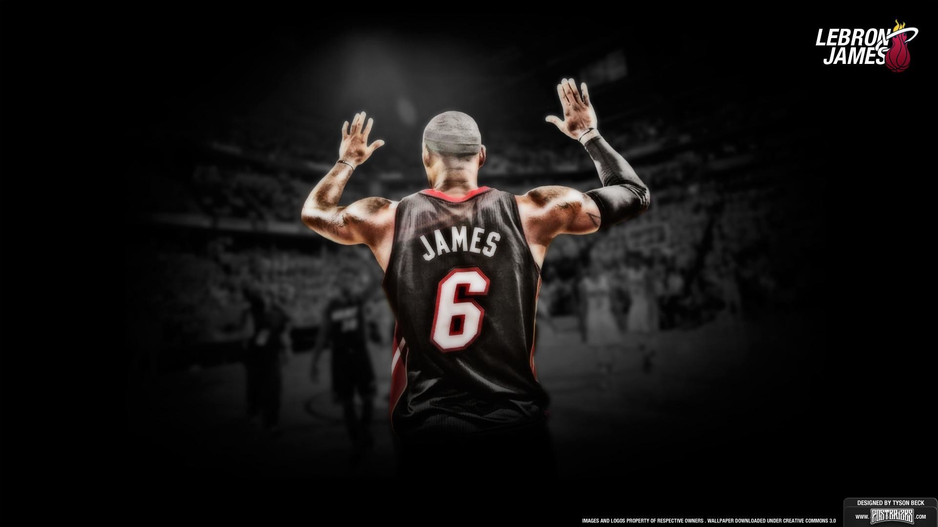 LeBron James, Miami Heat, Numero 6, Sfondo scuro, Full HD, wallpaper per PC