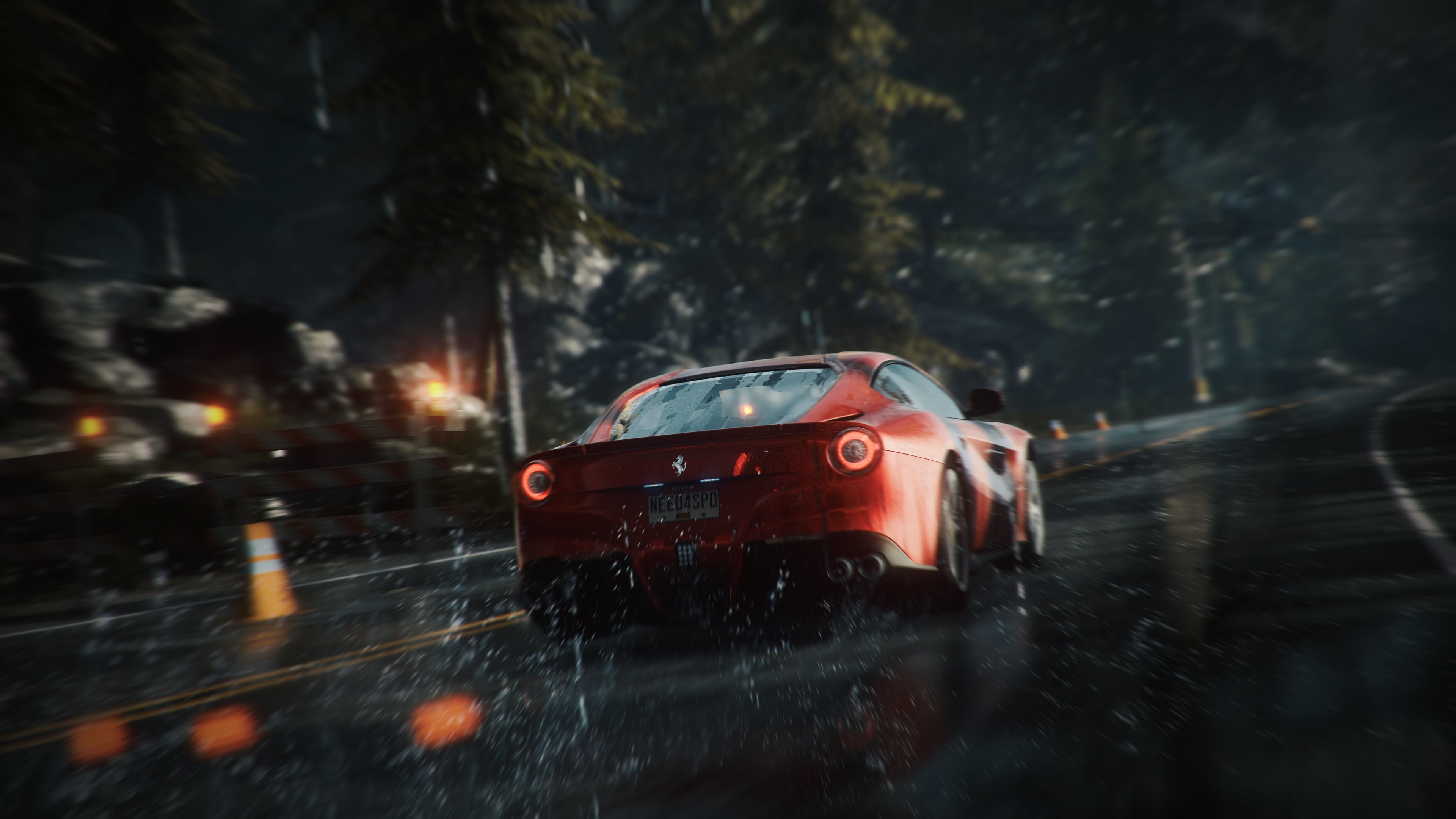 Ferrari F12berlinetta, Need for Speed: Rivals, Pioggia, Notte, sfondo PC 4K