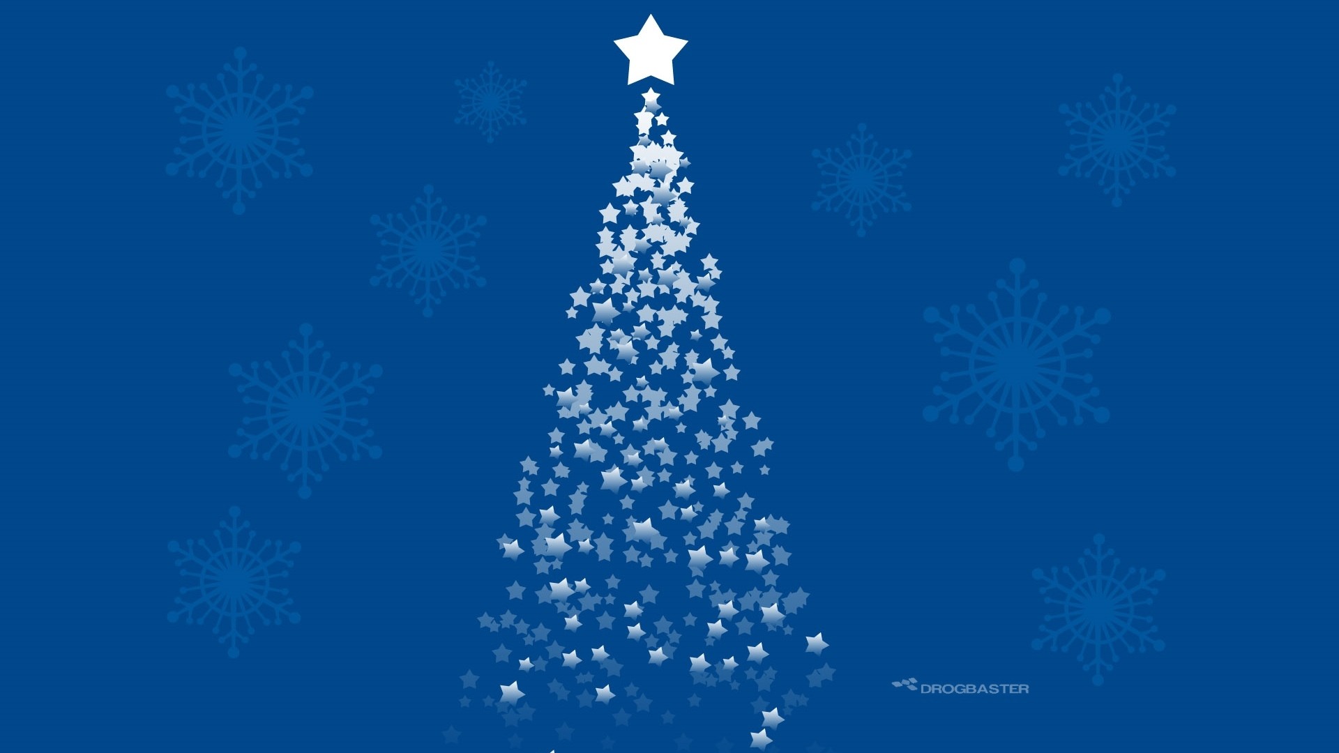 Albero di Natale, Stella, Fiocchi di neve, Blu, 16:9 Full HD, sfondo widescreen