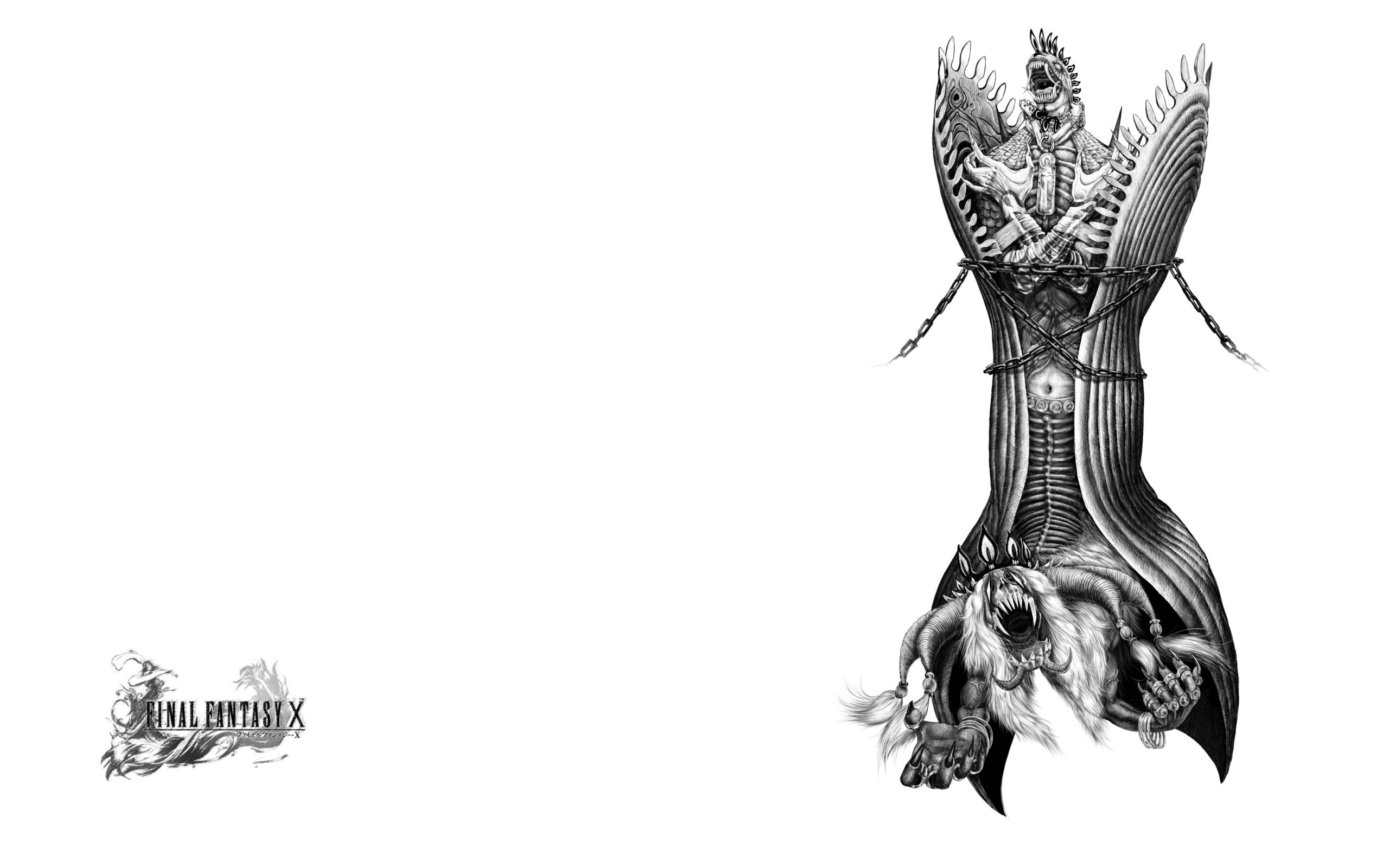 Final Fantasy X, Yu Yevon, Logo, Sfondo bianco, 2K, wallpaper per PC