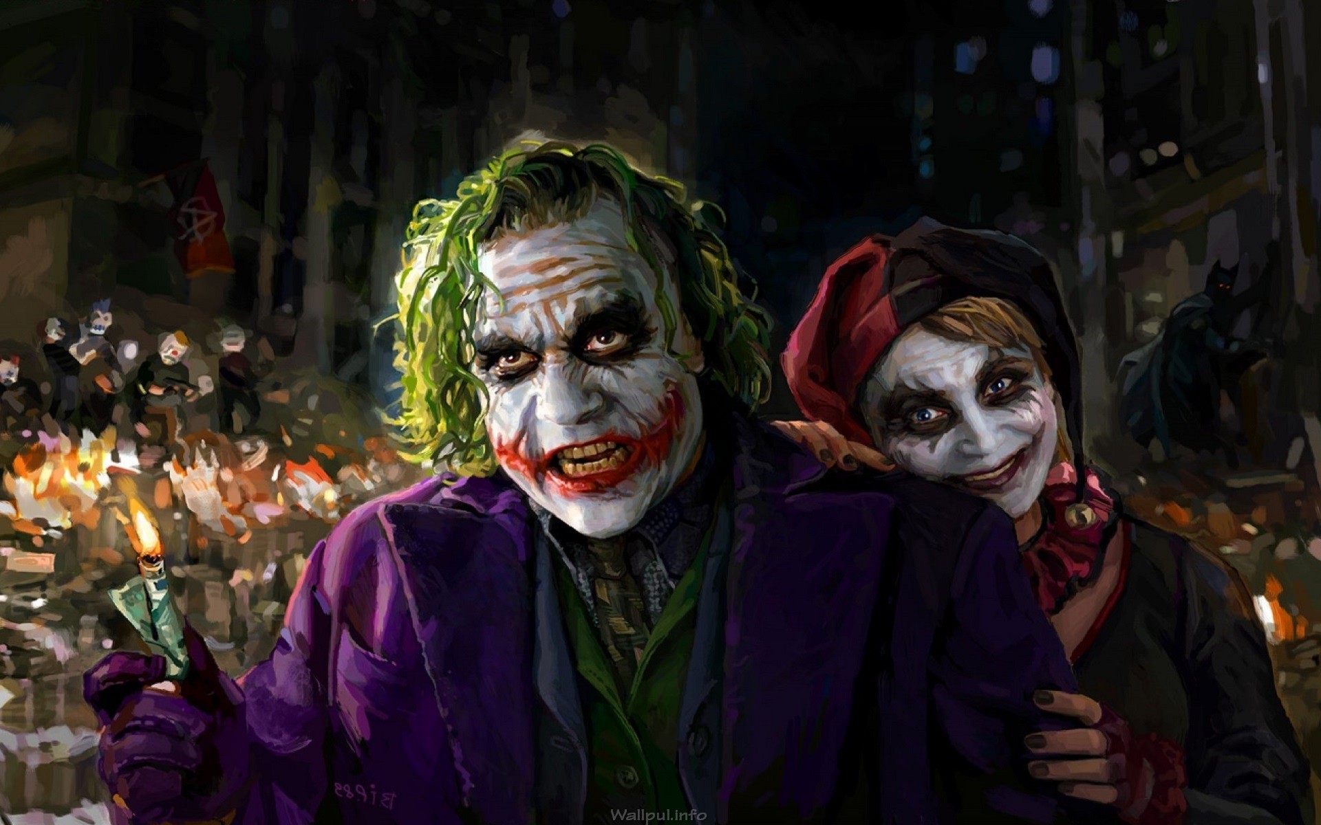 Joker, Harley Quinn, Heath Ledger, Arte digitale, 1920x1200, immagine di sfondo
