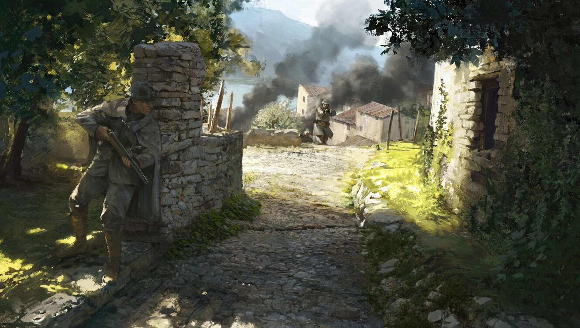 Battlefield 1, Villaggio, Soldato, Strada, Fumo, Full HD, sfondo per portatile