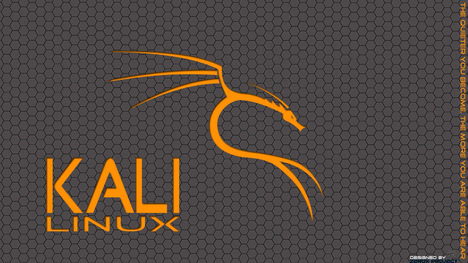 Kali Linux, Logo del drago, Arancione, Esagoni, Full HD 1080p, sfondo desktop