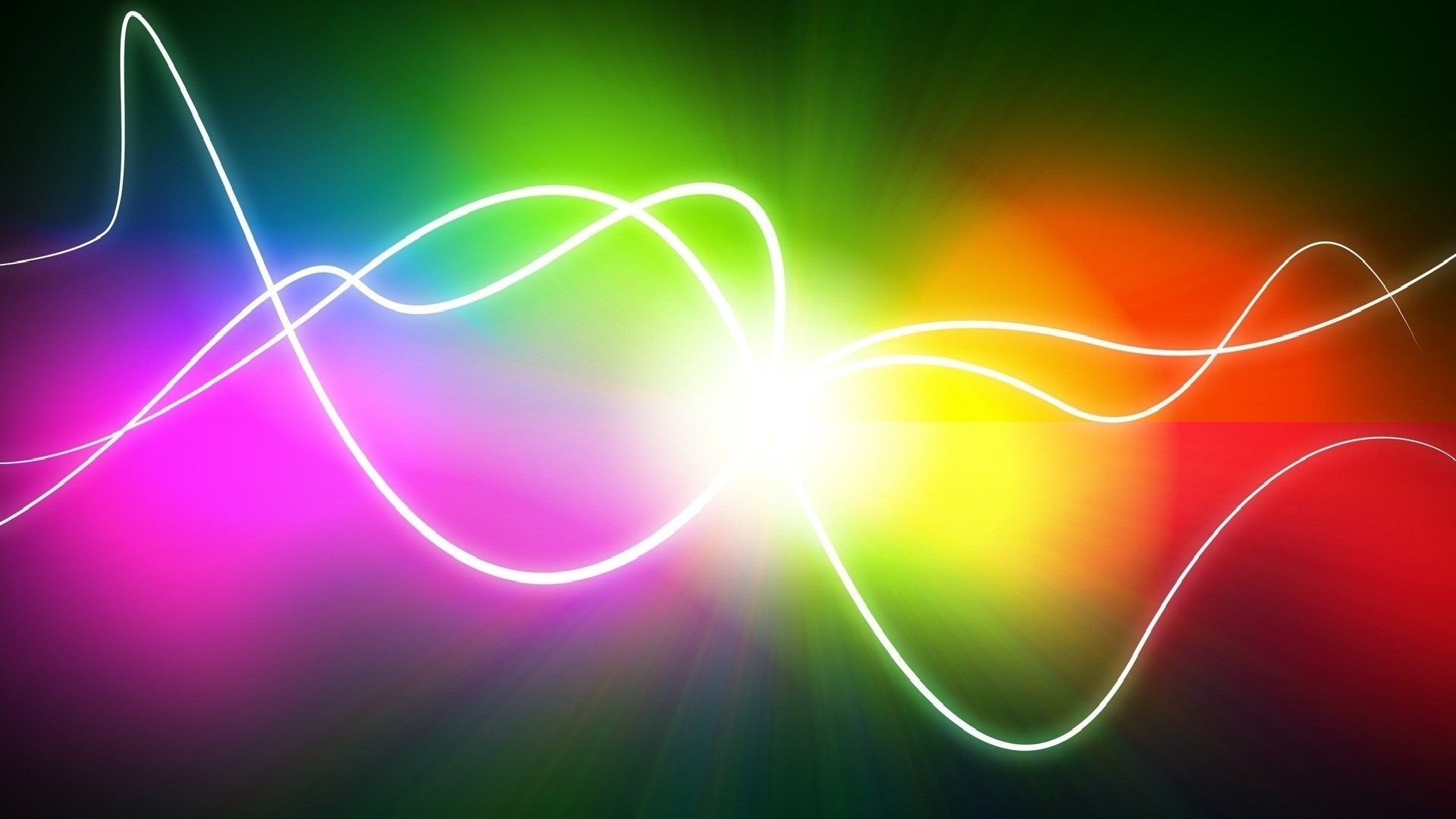 Linee luminose, Esplosione di luce, Colori arcobaleno, 1920x1080, immagine di sfondo