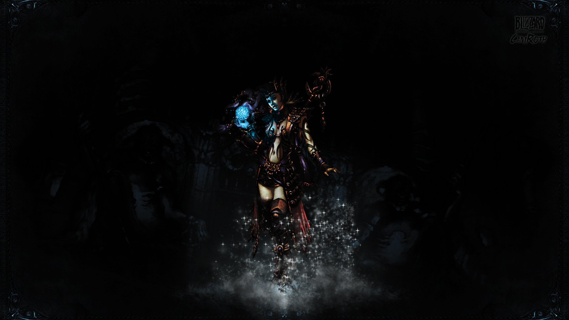 Cacciatore di demoni, Diablo III, Sfondo scuro, Full HD, wallpaper per PC