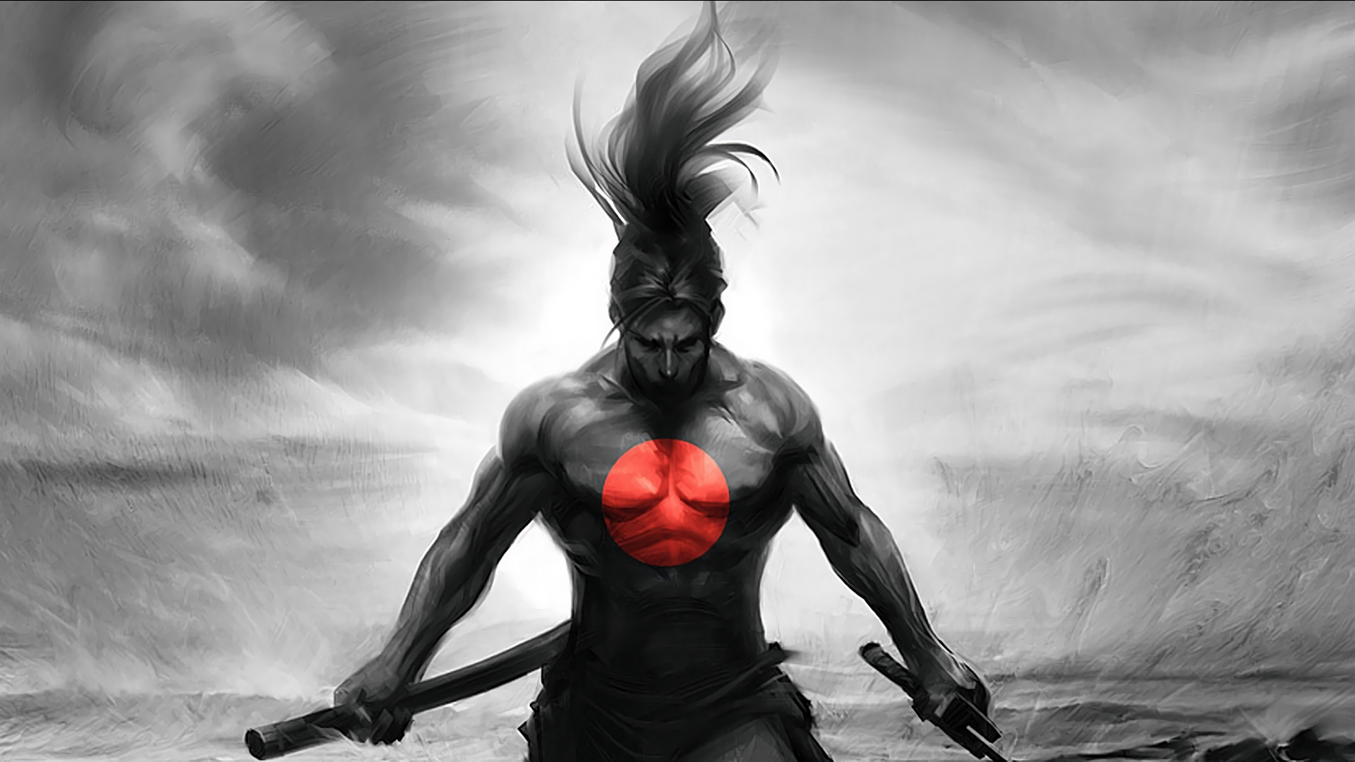 Yasuo, League of Legends, Bianco e nero, Spada, 1920x1080, sfondo per PC