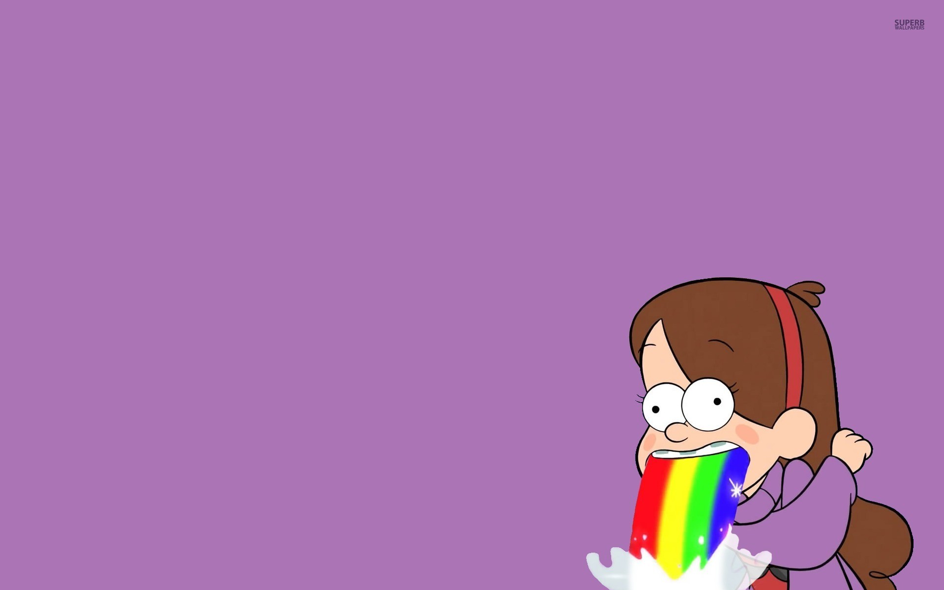 Mabel Pines, Gravity Falls, Arcobaleno, Sfondo viola, Minimalista, wallpaper desktop Full HD