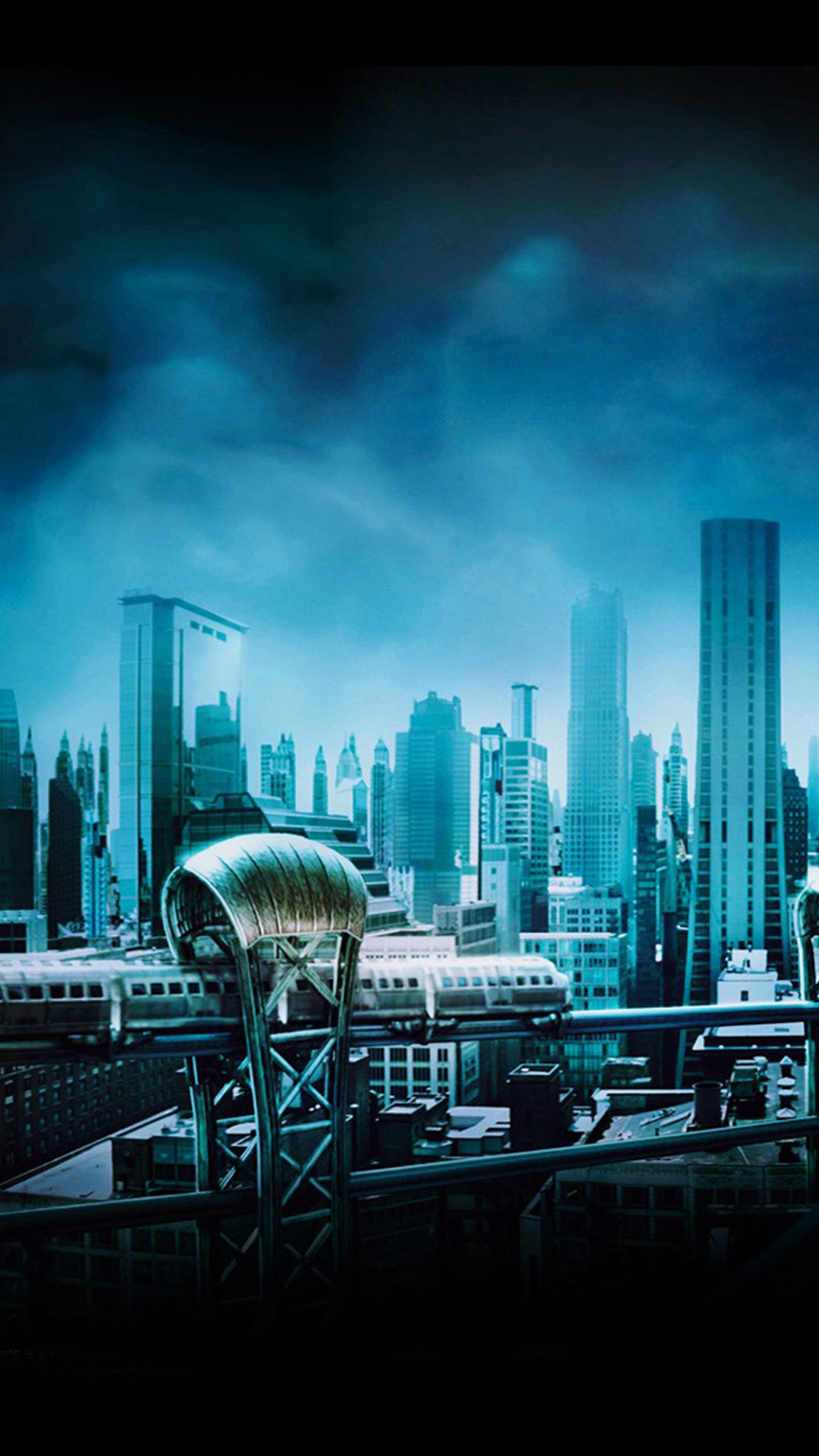 Gotham, Gotham City, Grattacieli, Blu, wallpaper per iPhone e Android