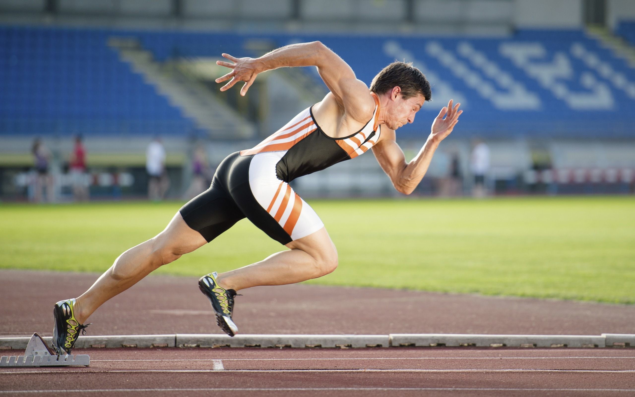 Velocista, Blocchi di partenza, Stadio, Atletica leggera, 16:10 2K, sfondo widescreen