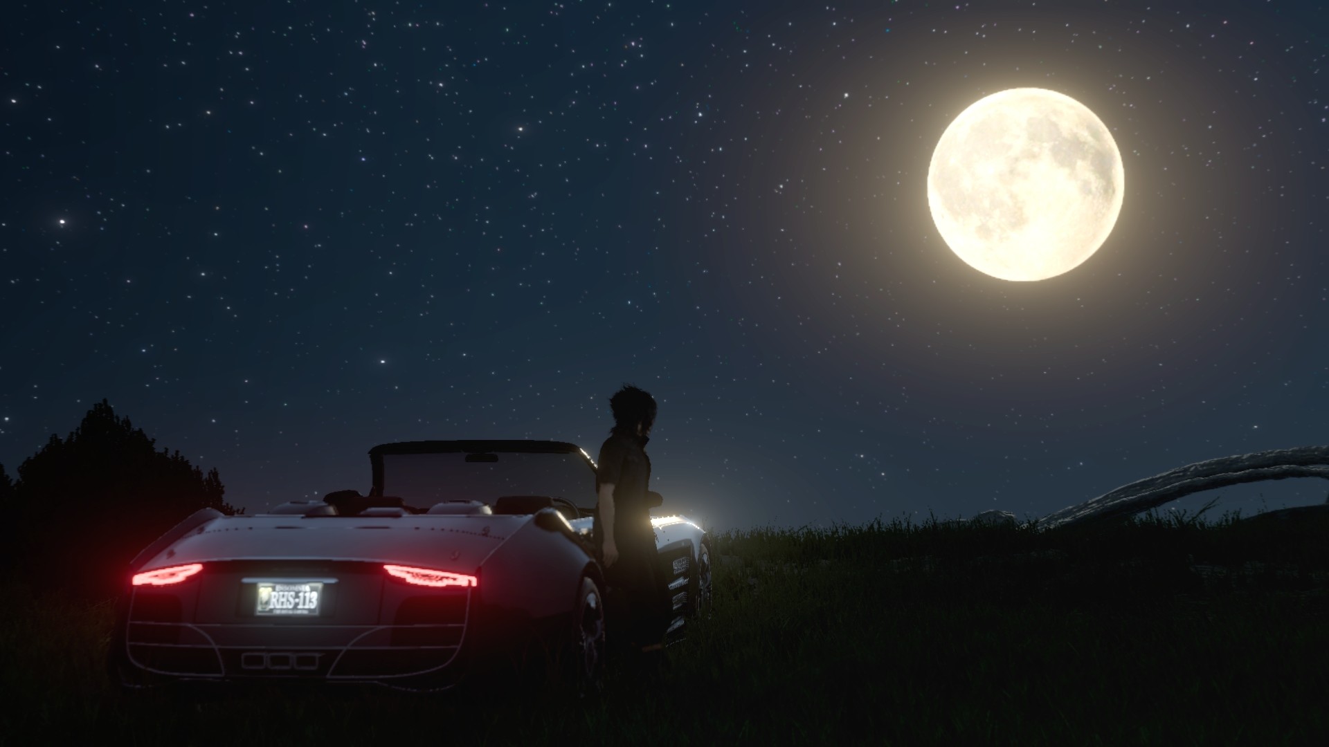 Final Fantasy XV, Regalia, Luna piena, Notte stellata, Full HD 1080p, sfondo desktop